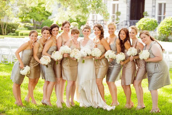 silver metallic bridesmaid dresses