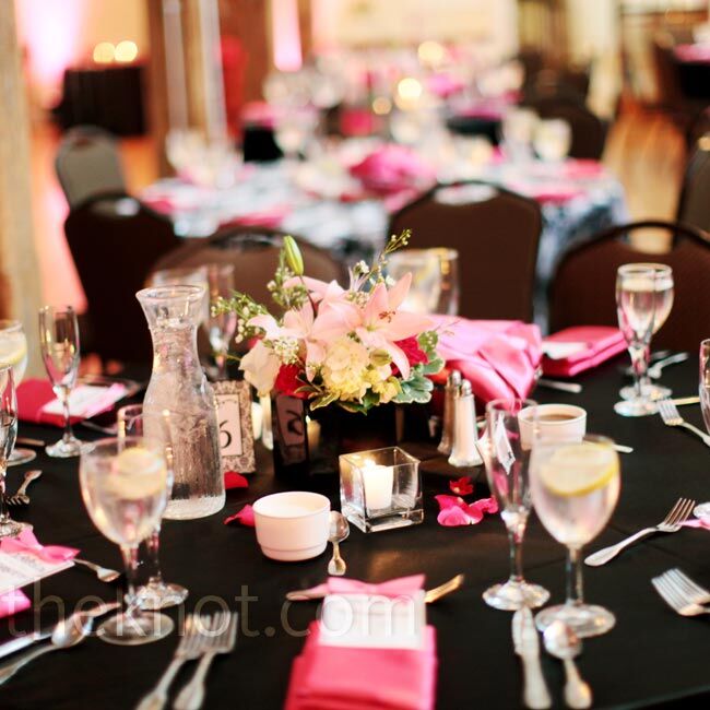 black and white and pink wedding theme