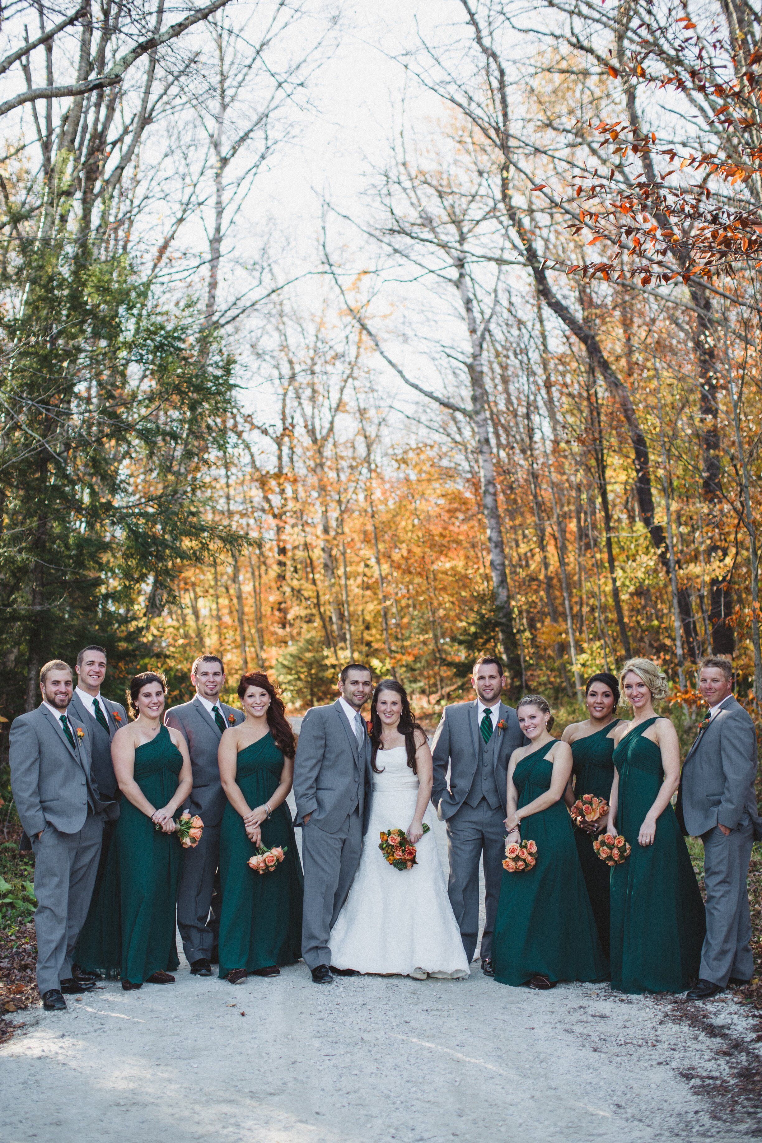 Green and Gray Wedding Party Attire