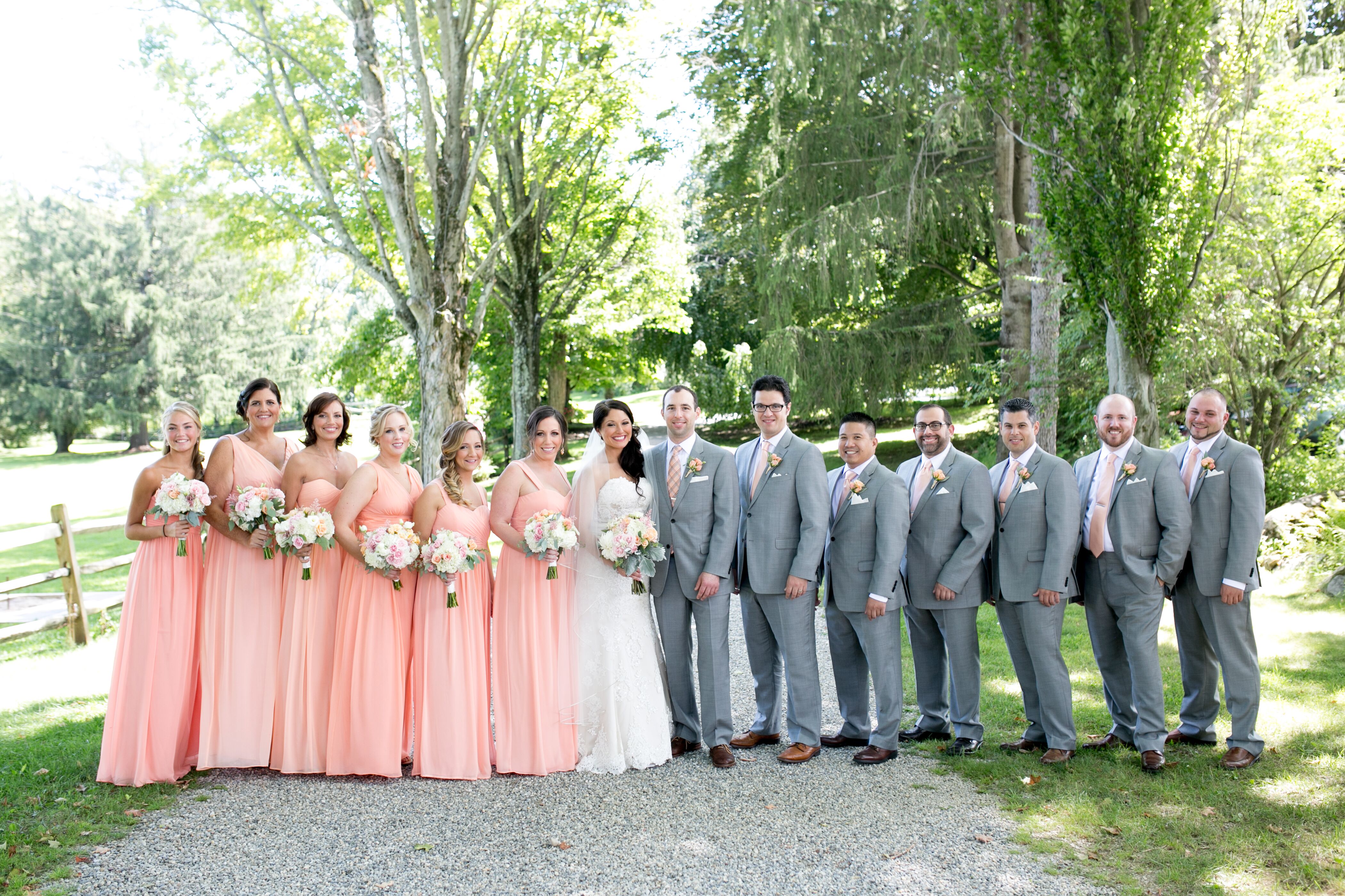 Peach and 2025 grey dress