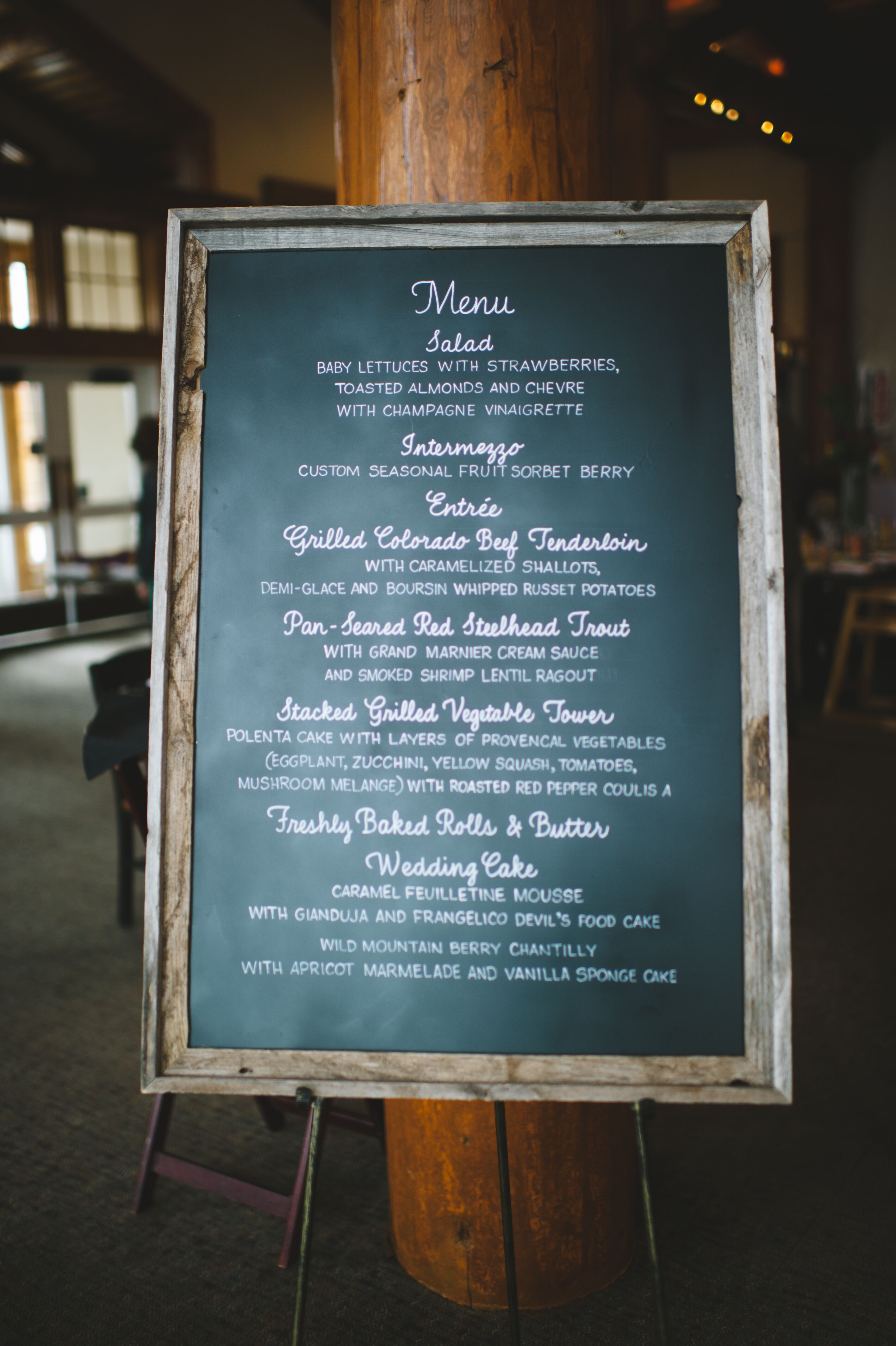 Rustic Wood-Framed Chalkboard Menu