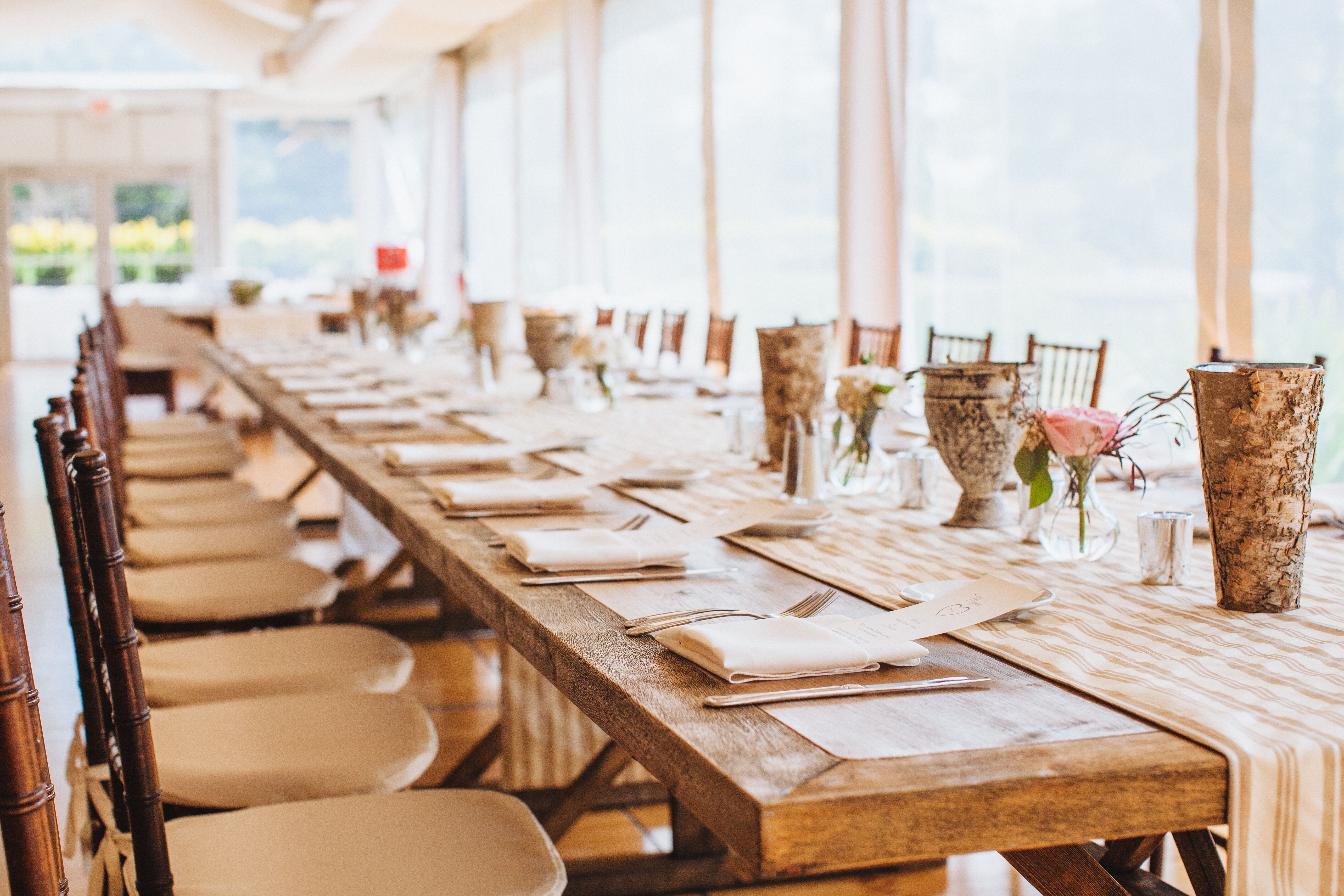 Rustic Long Dining Table With Decor