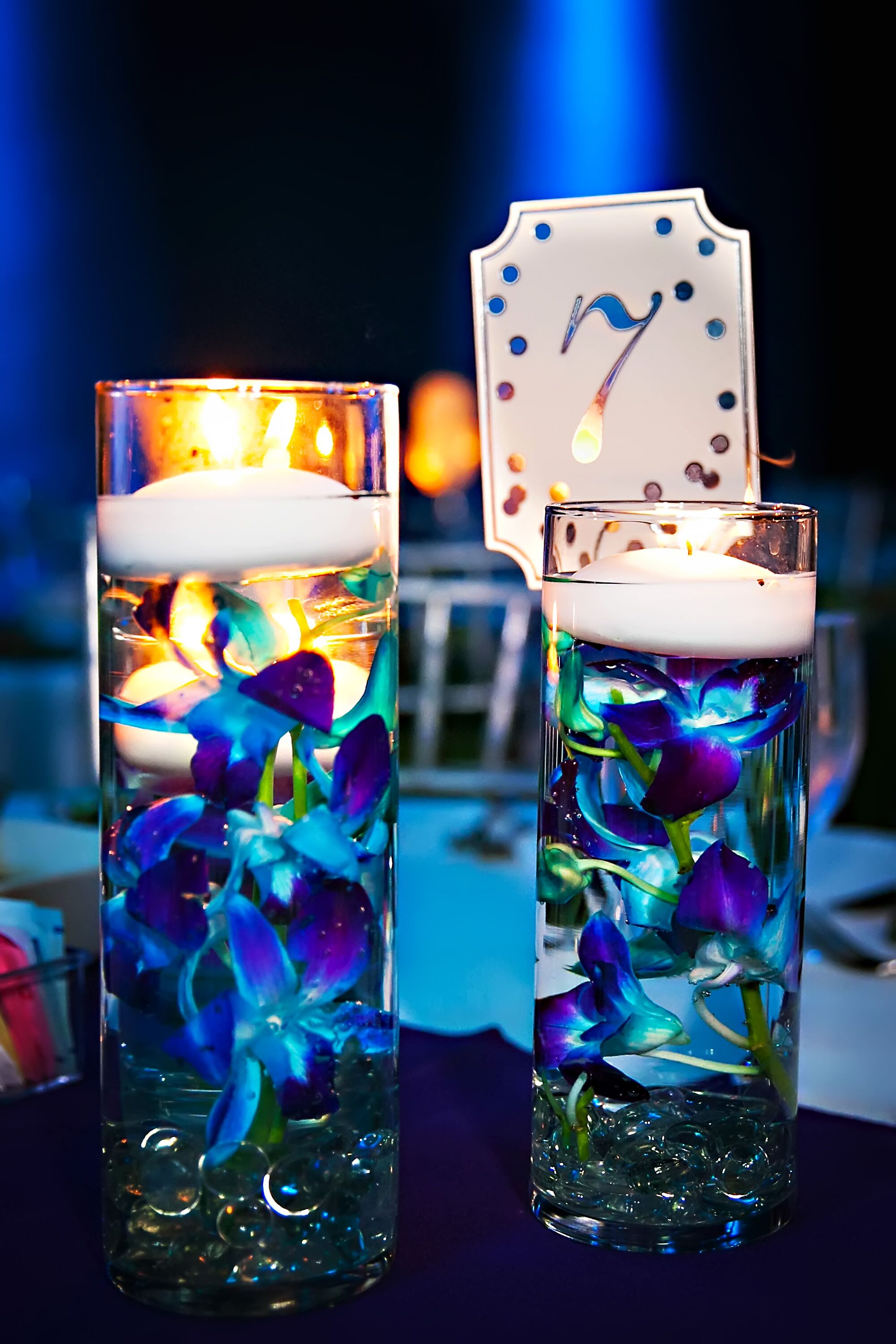 blue orchid table centerpieces