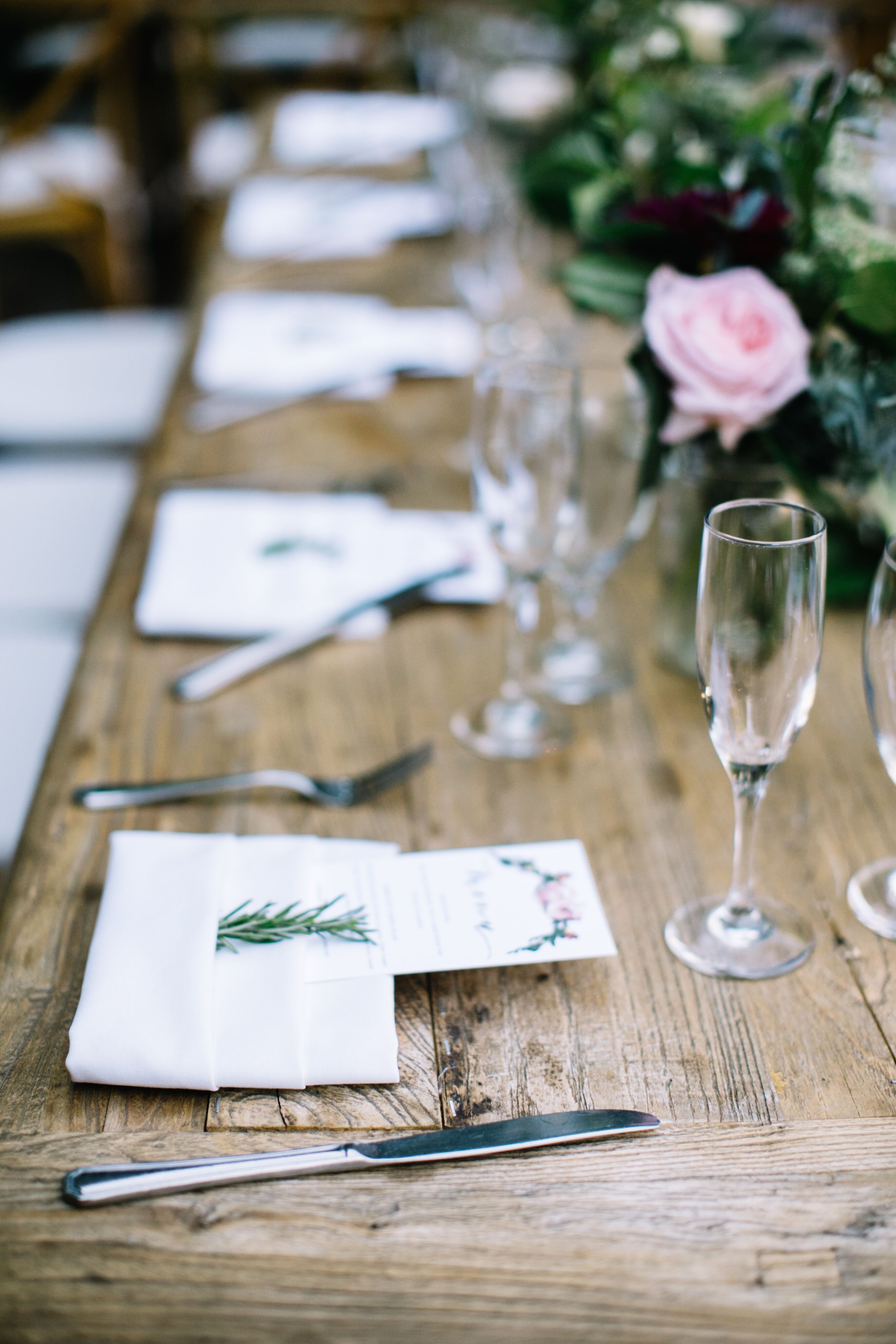 Rustic Farm Table Setting at Outdoor Garden Reception