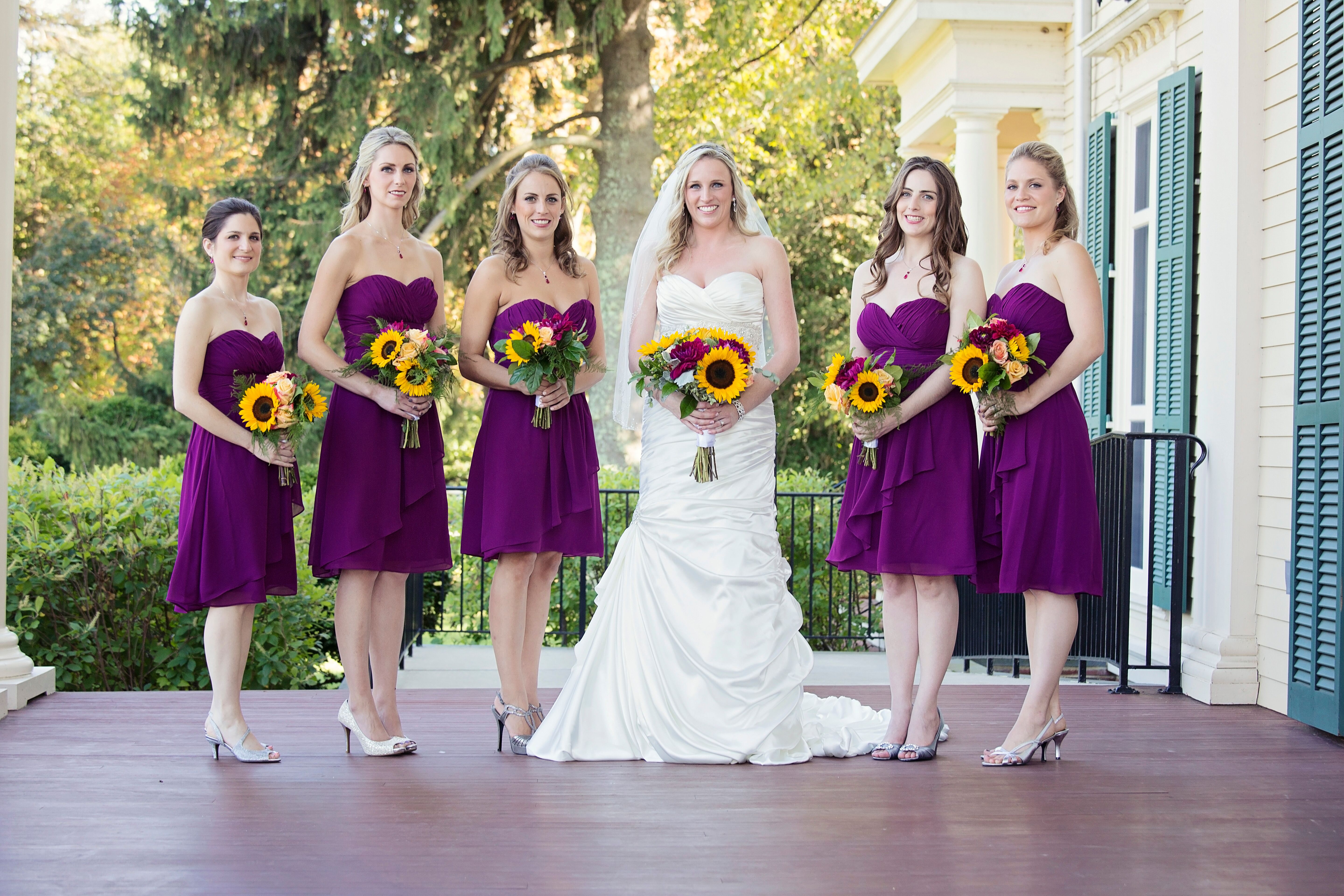 purple and yellow bridesmaid dresses