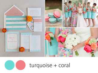 Turquoise and coral color combination