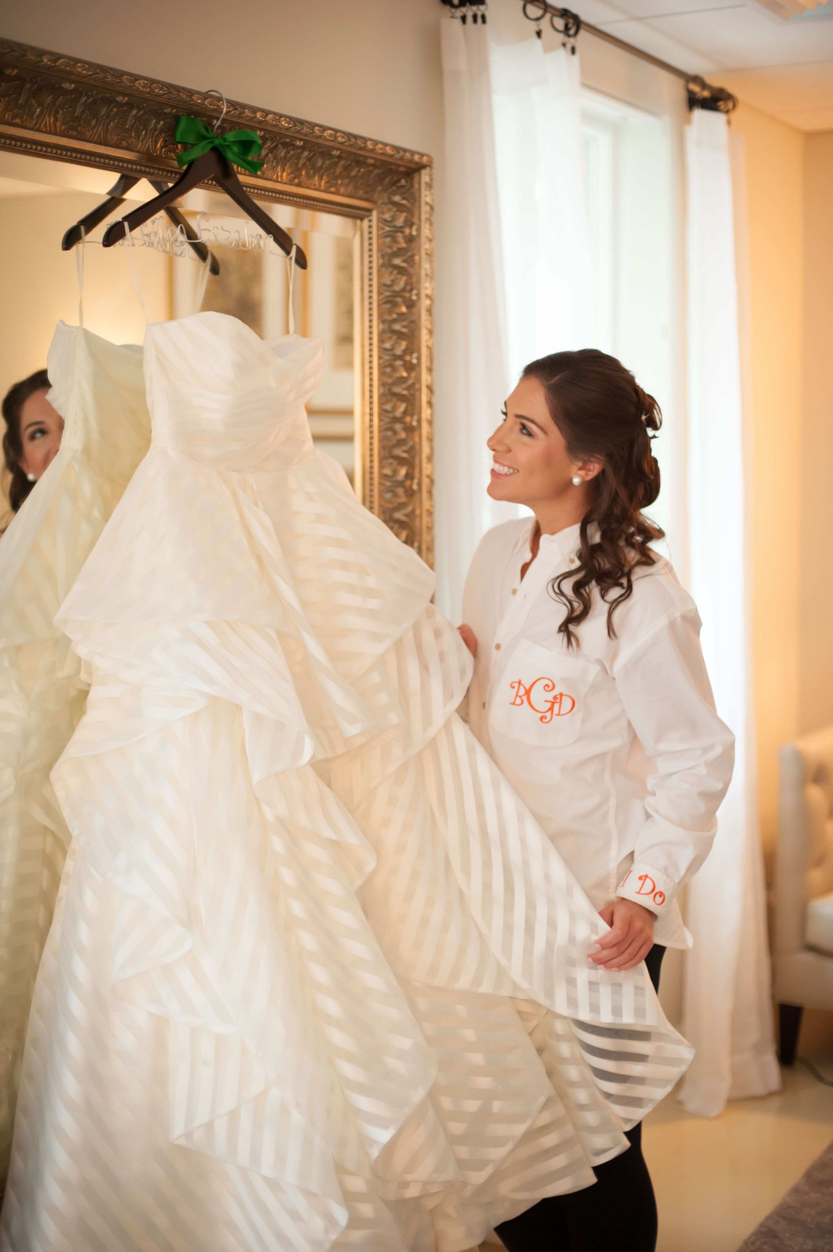 Ivory Striped Hayley Paige Ball Gown