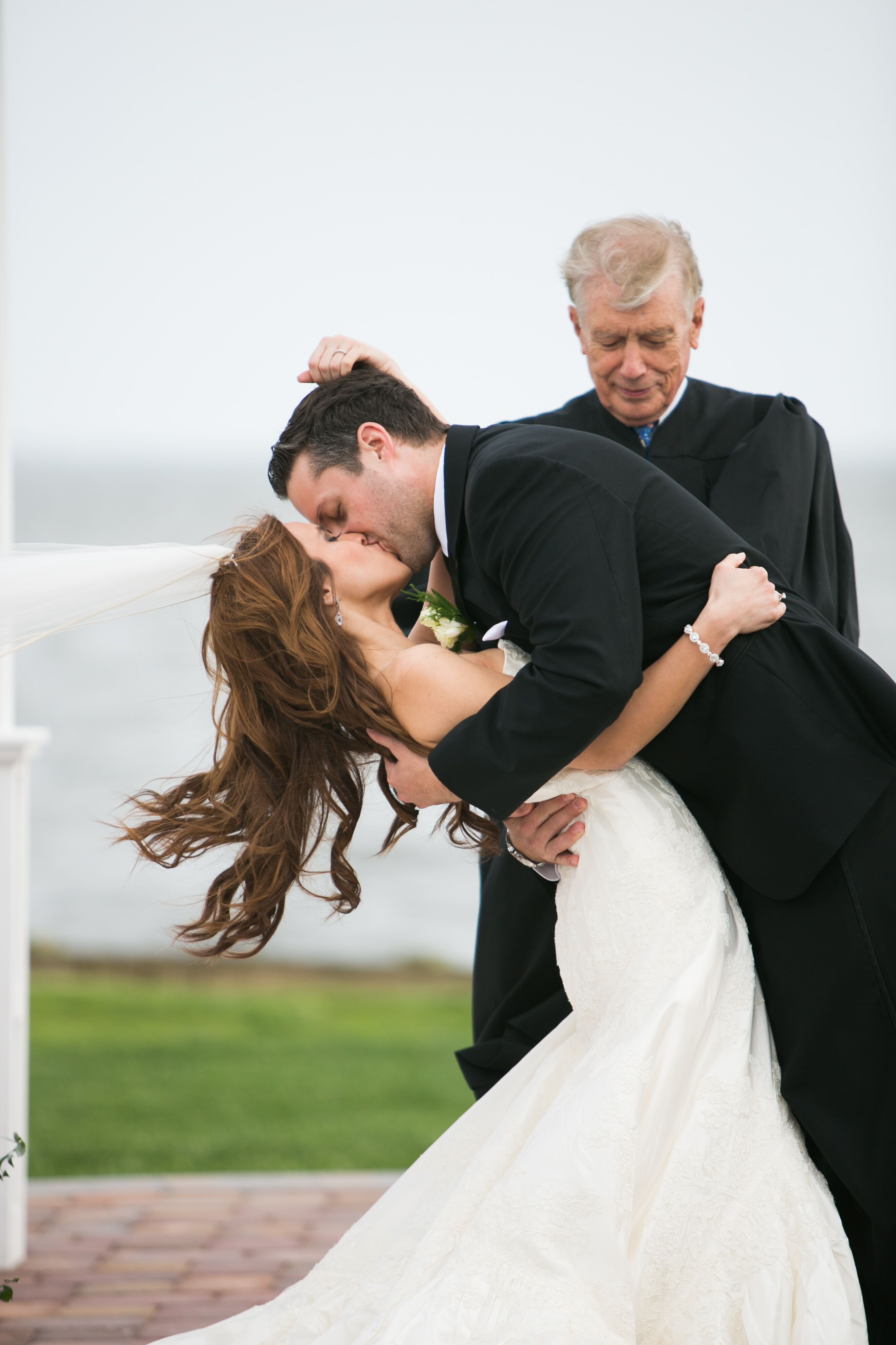 First Kiss at Rehoboth Beach Wedding Ceremony