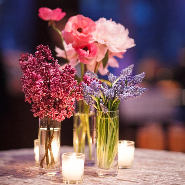 Low Floral Pink Centerpieces