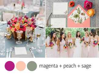 Color Crush: magenta, peach and sage wedding color inspiration 