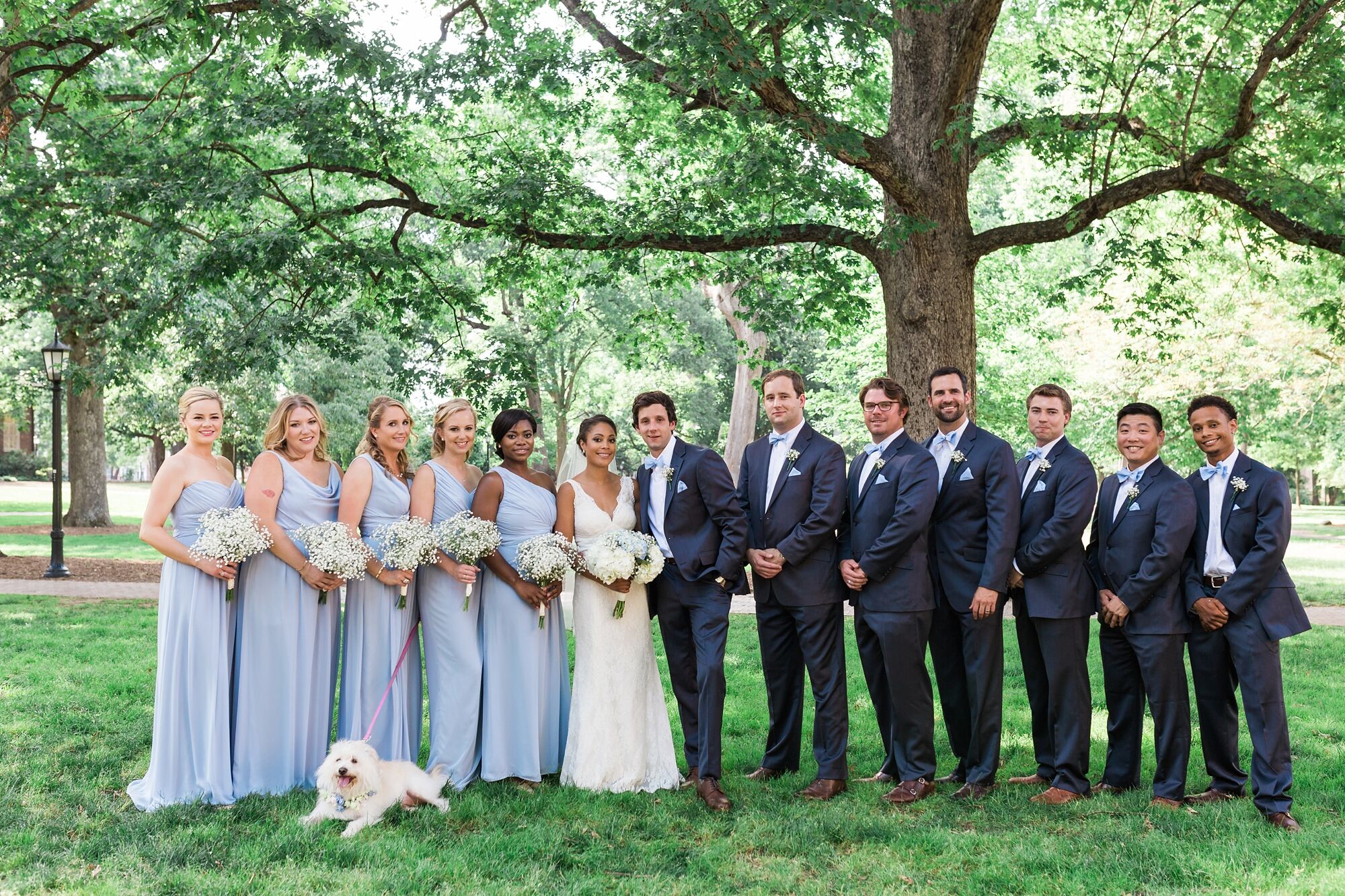 light-blue-bridesmaid-dresses-navy-suits