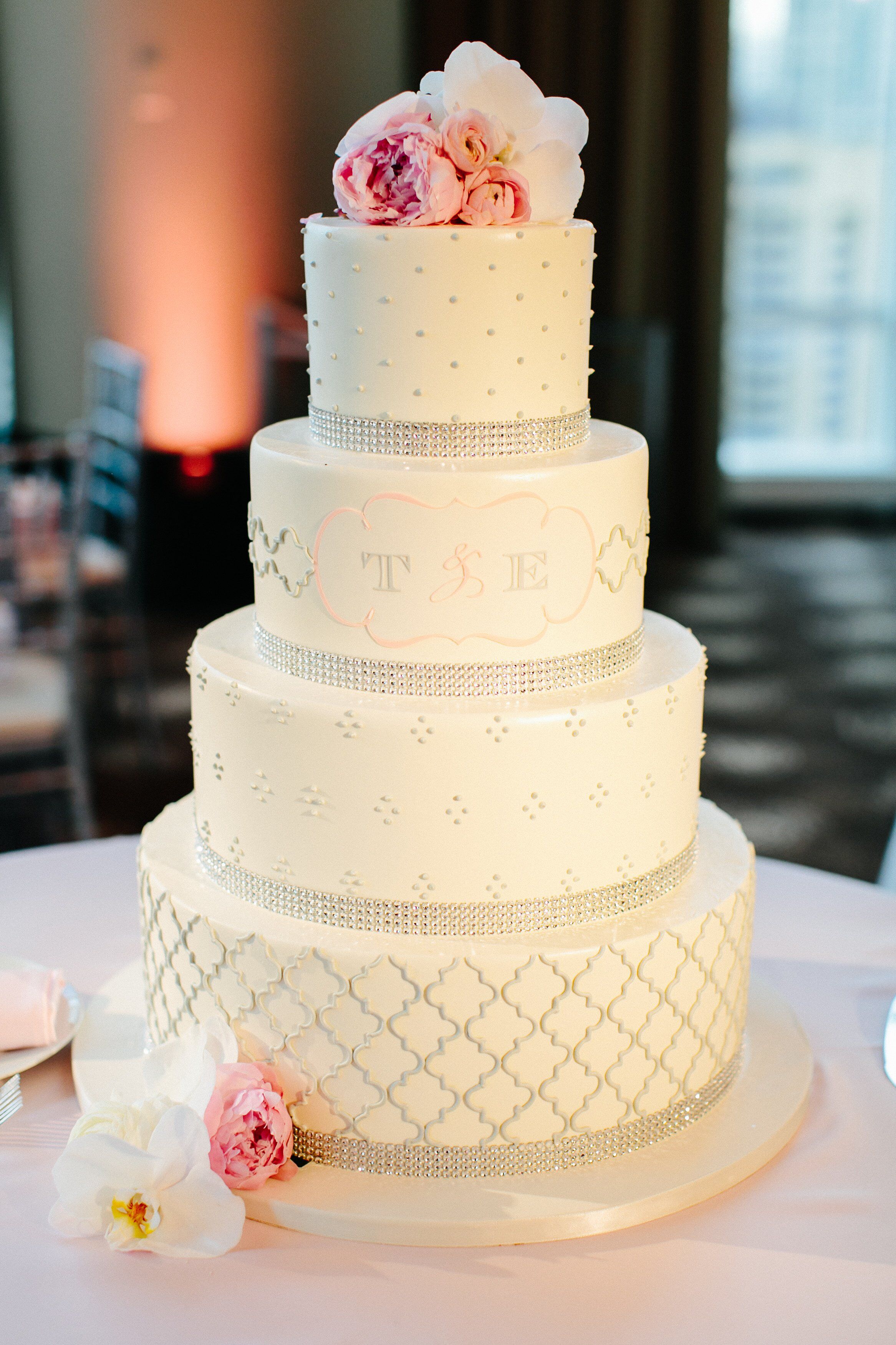 Trellis Decorated Wedding Cake