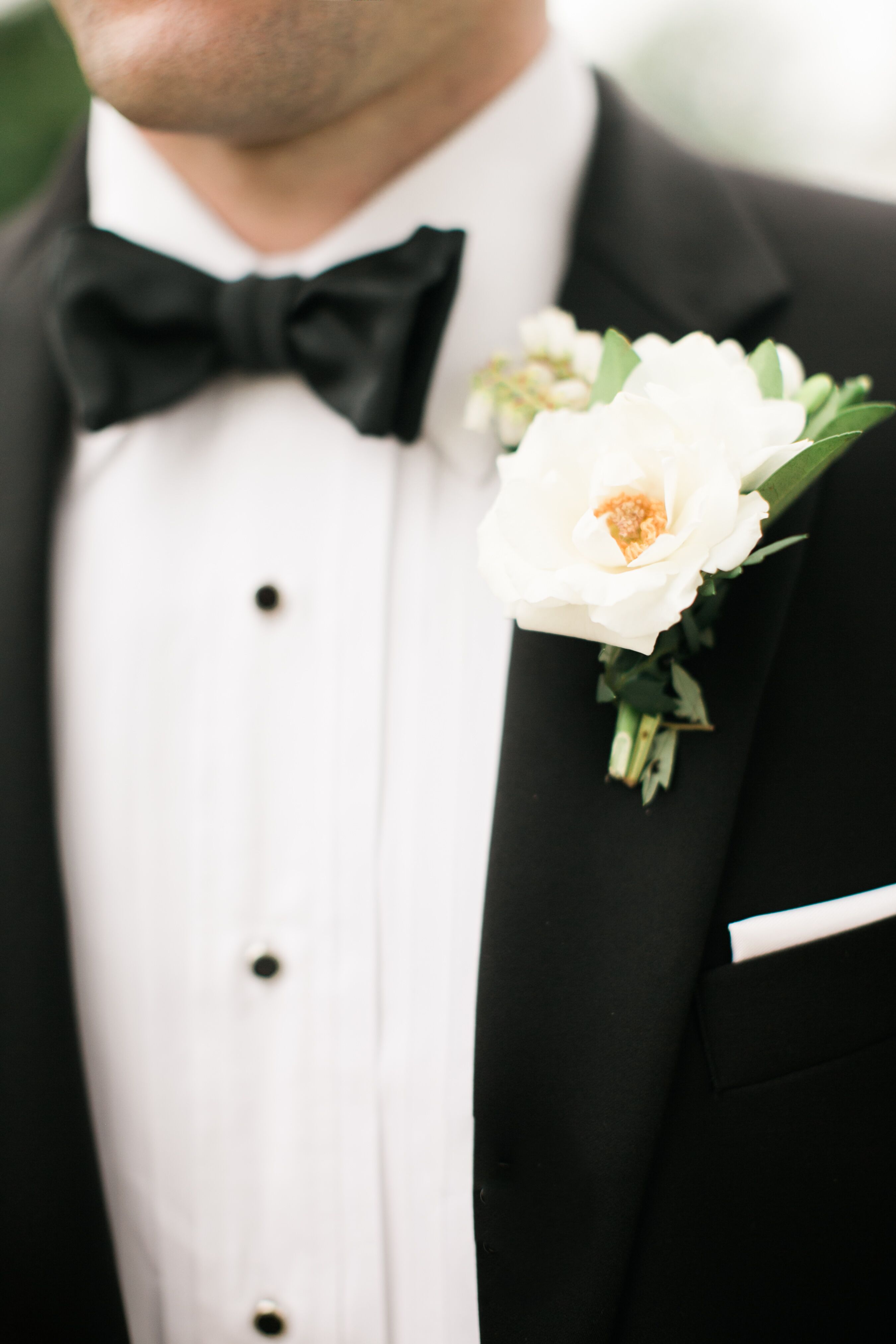 White Majolica Spray Rose Boutonniere