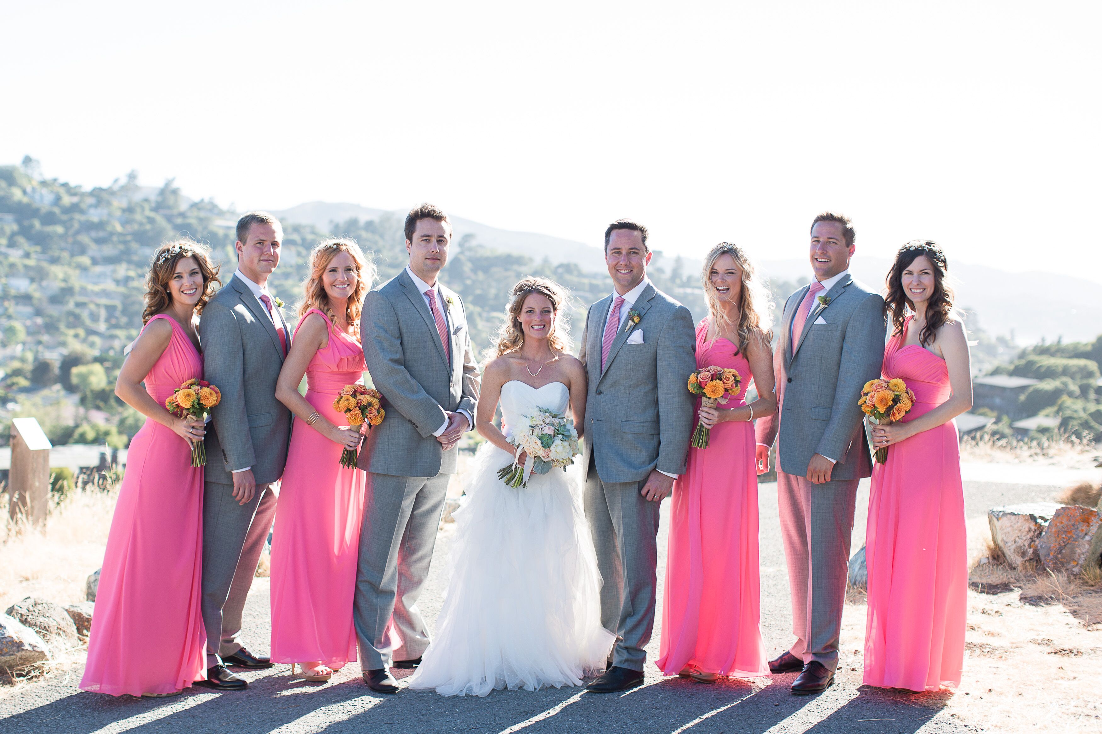 Grey and pink wedding suit sale