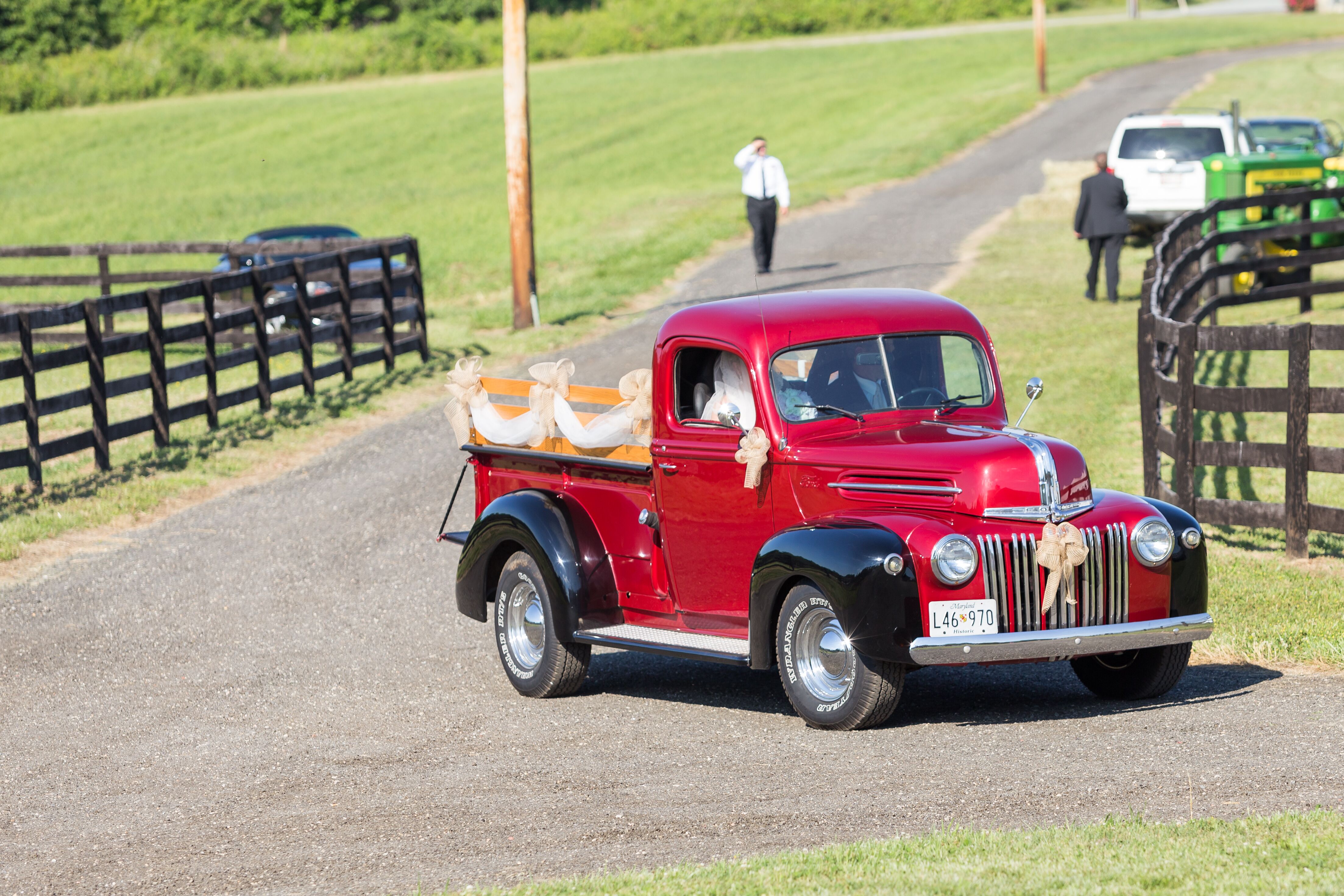 Rustic Red Truck Ceremony Entrance