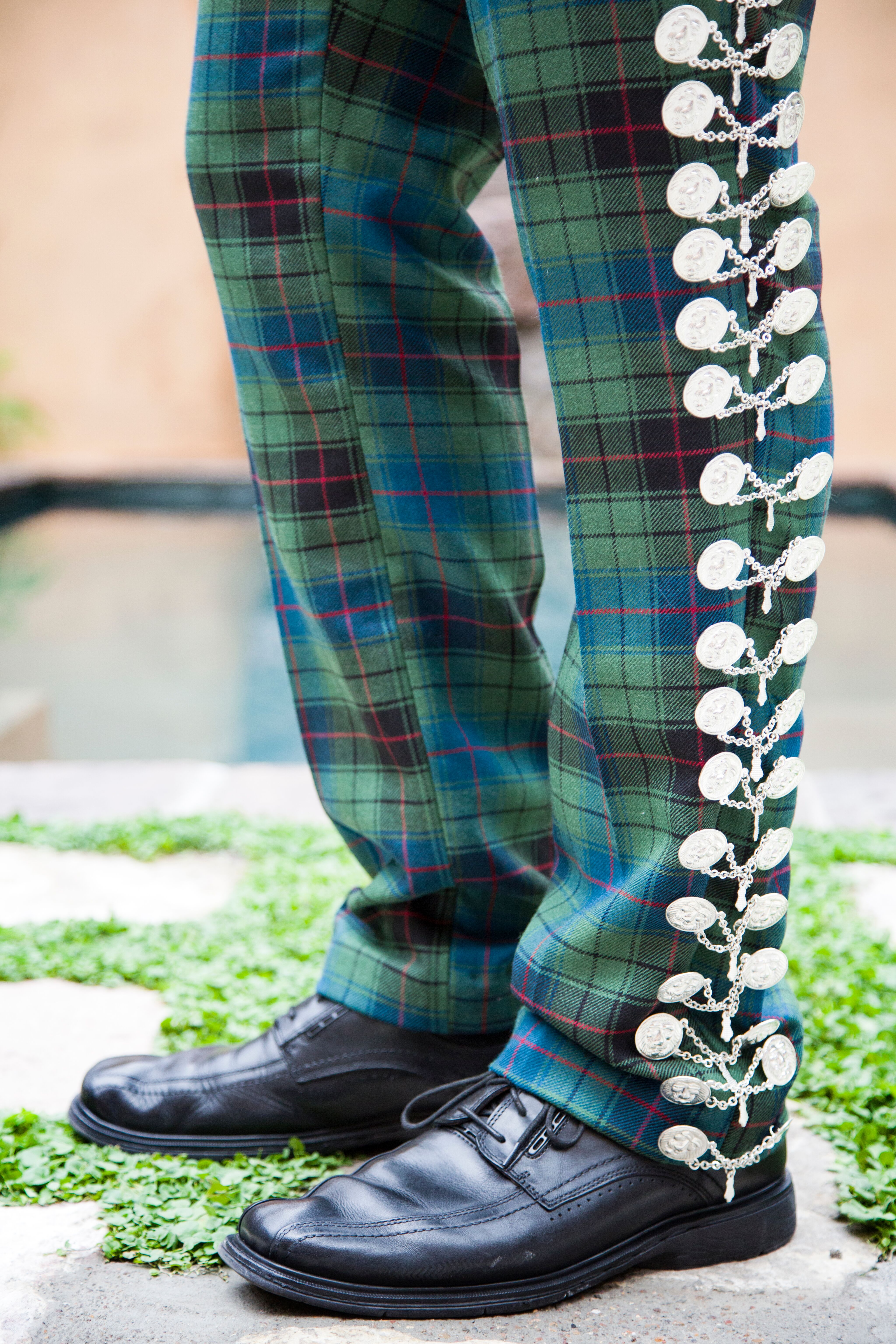 Scottish Tartan Pants With Mexican Mariachi Buttons