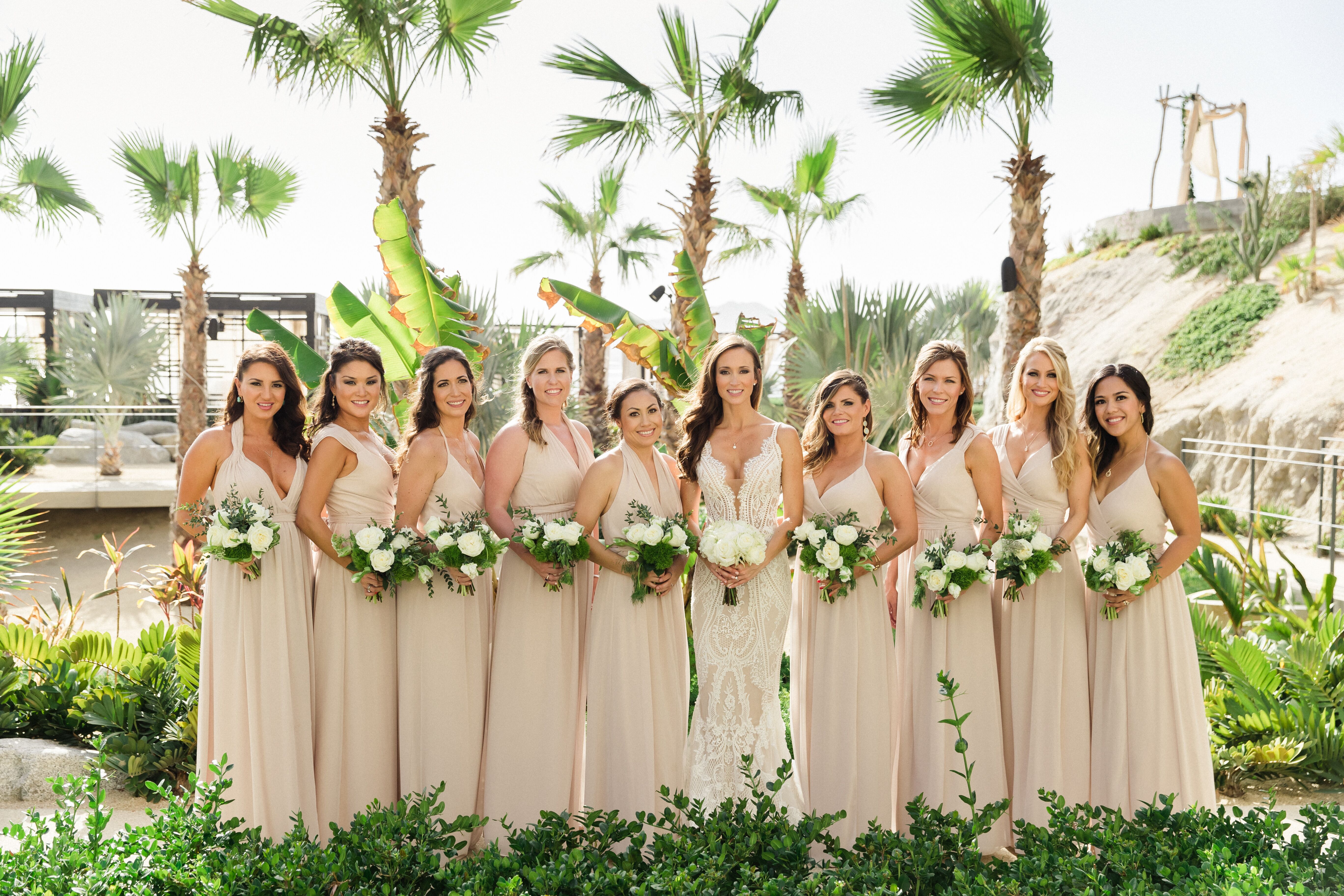 mismatched champagne bridesmaid dresses