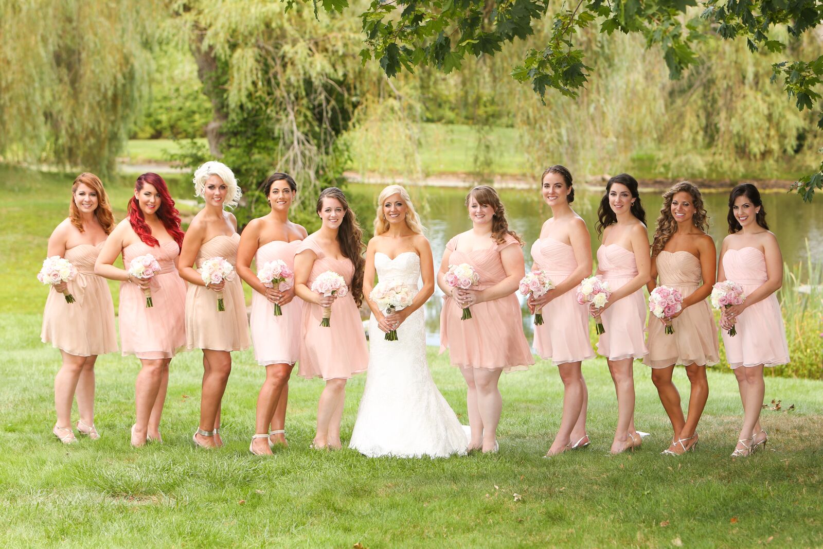 Navy and Nude Bridesmaid Dresses.