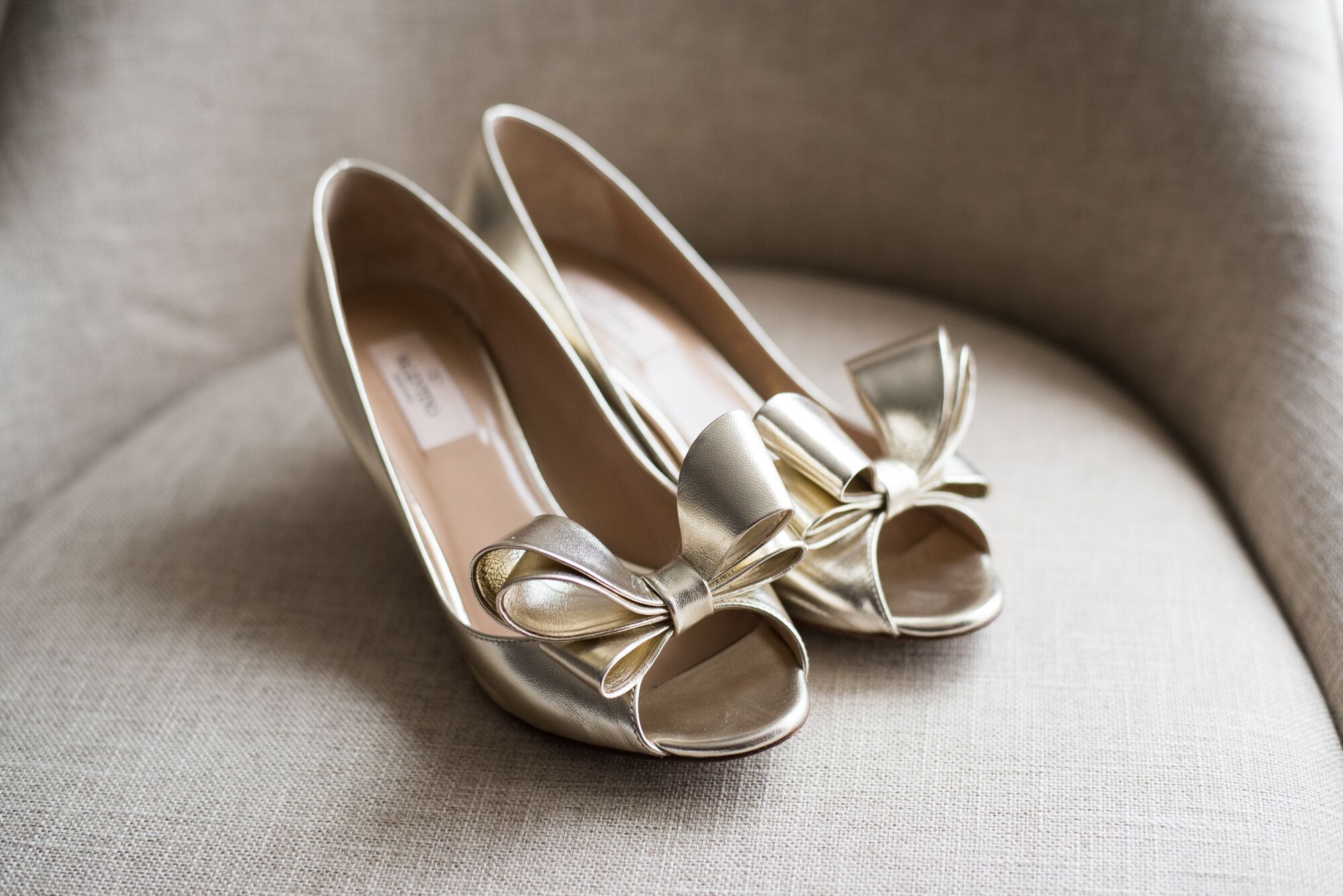 Valentino Gold Bow Bridal Heels