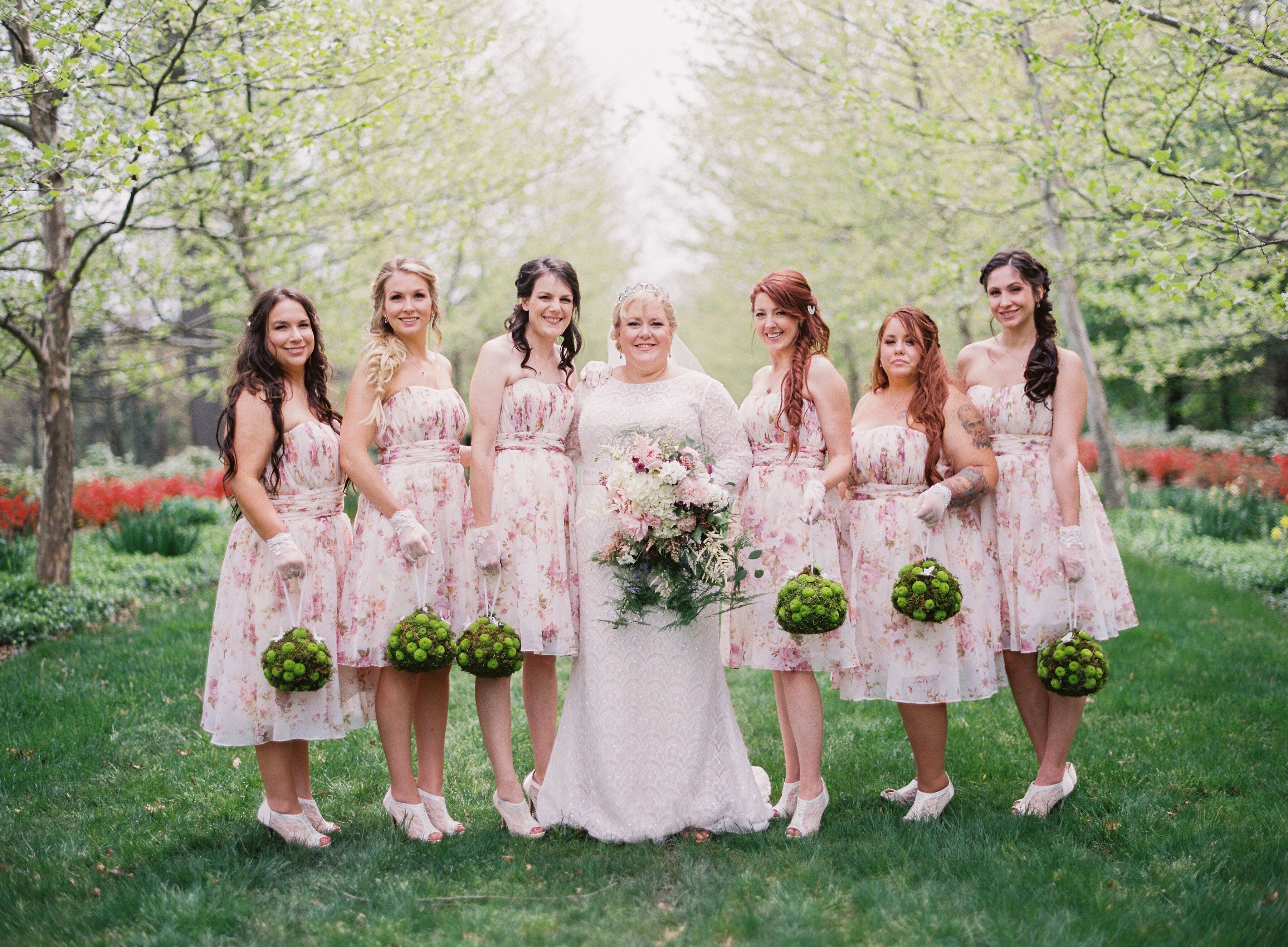 Pink Bridesmaids Dresses And Unique Bridesmaids Bouquets