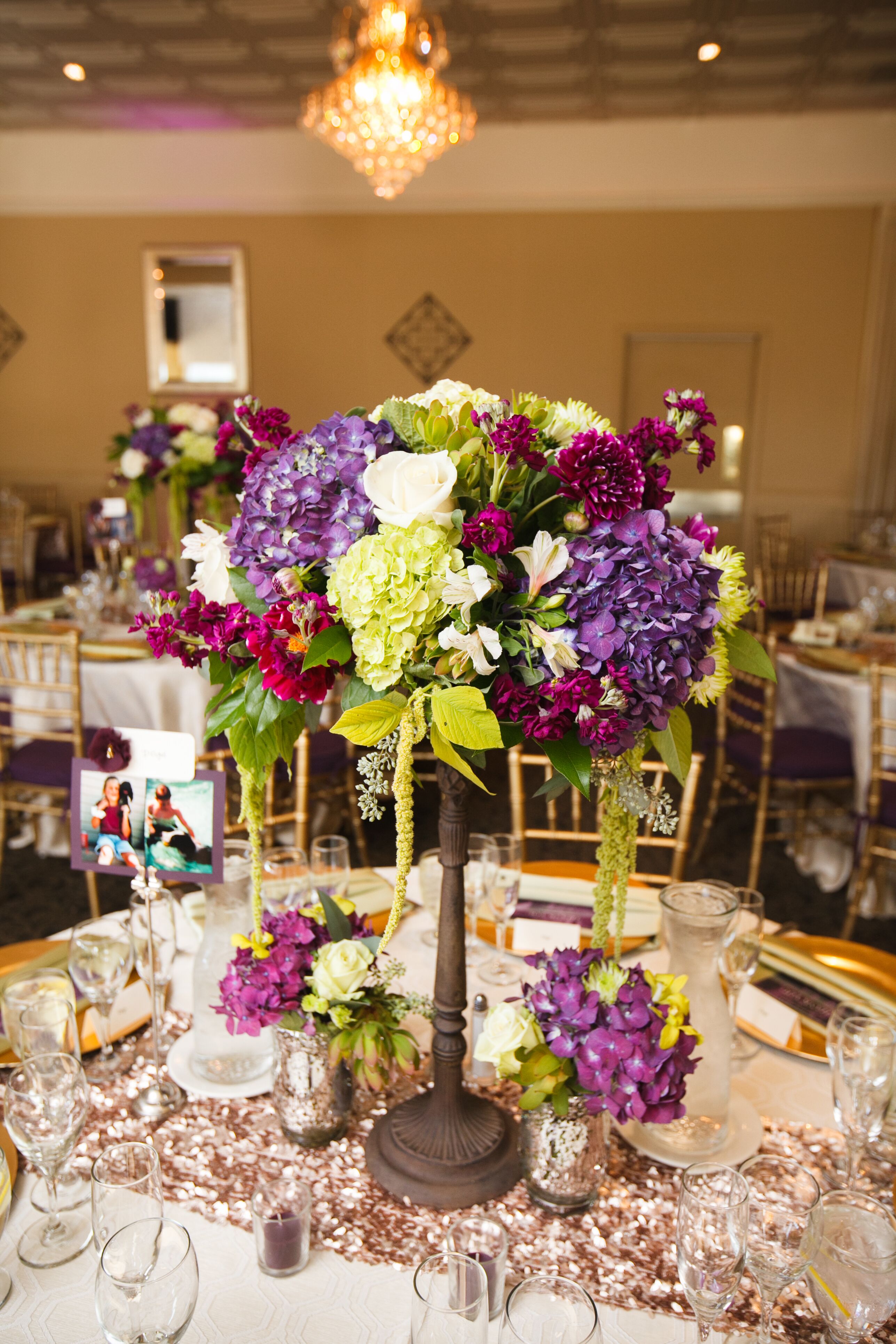 Lush Flower Arrangement in Candelabra