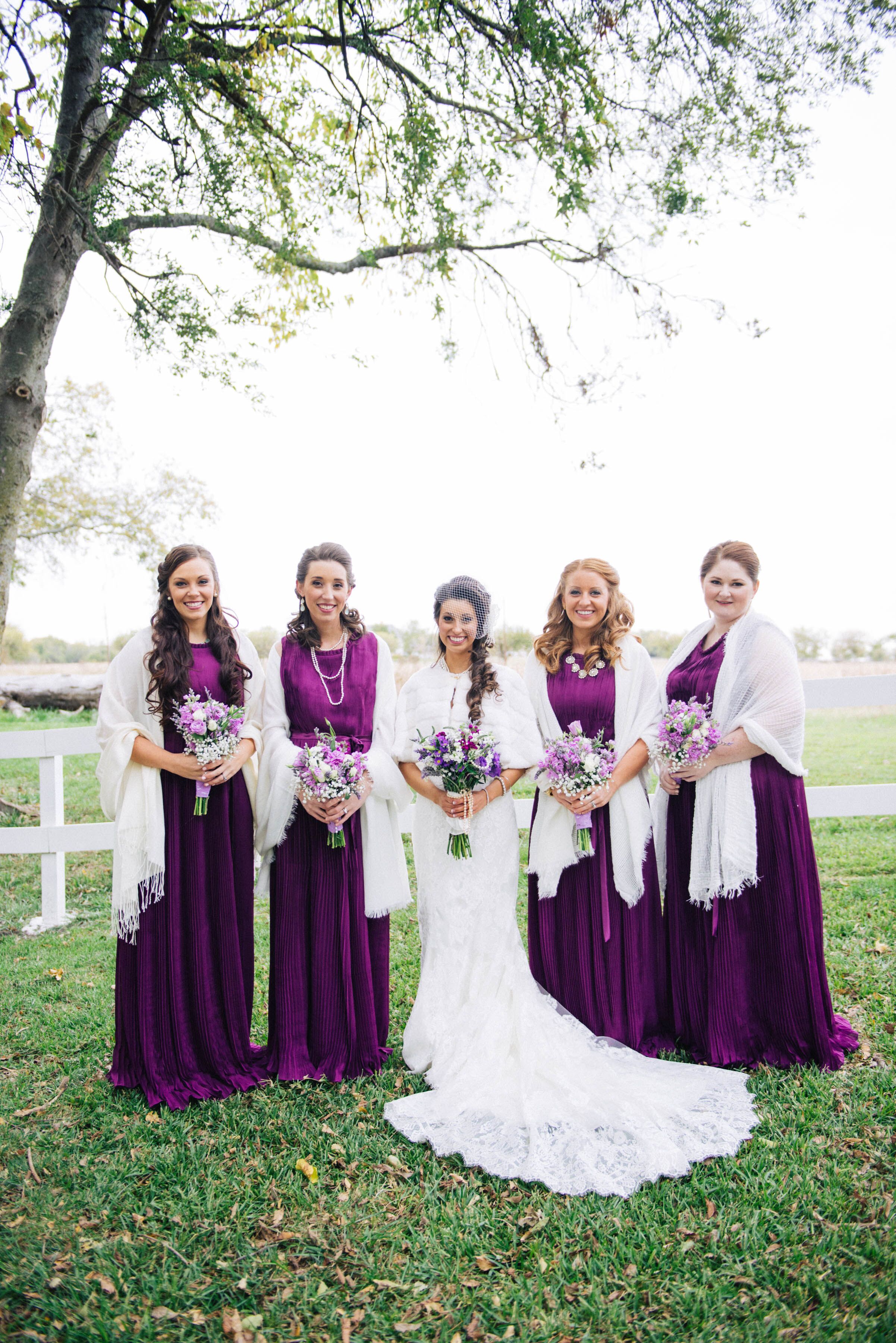Purple Bridesmaid Dresses White Winter Shawl