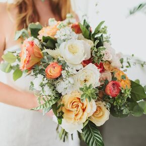 Simple Copper And Orange Centerpieces