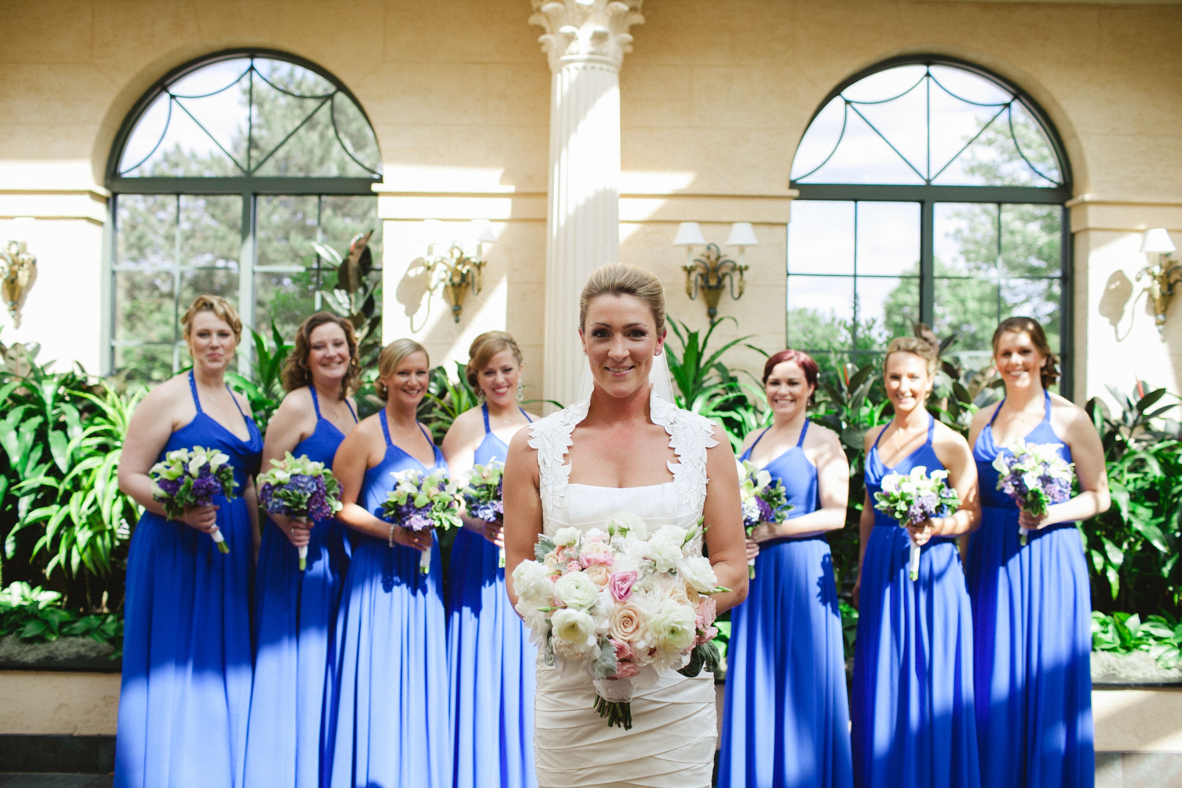 Bridesmaids in Floor Length Royal Blue Dresses