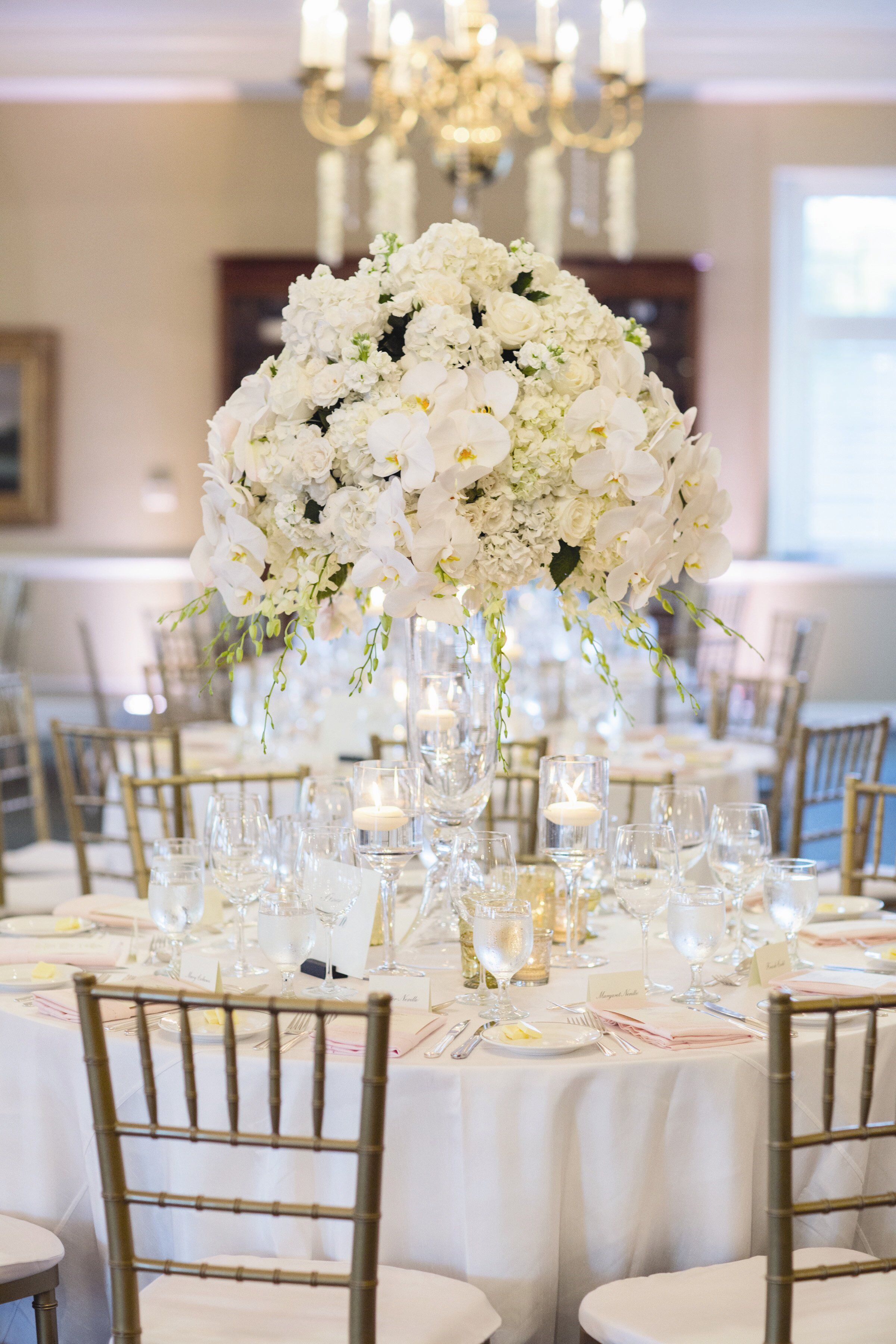 Orchid and Hydrangea Centerpieces