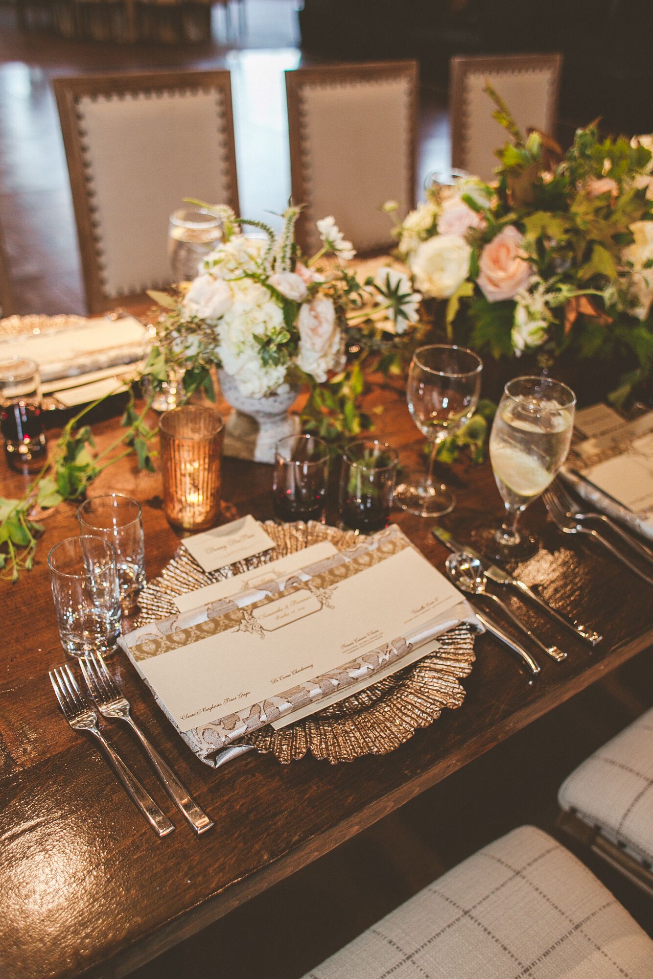 Silver Charger and Rustic Elegant Dinnerware at Omni Barton Creek