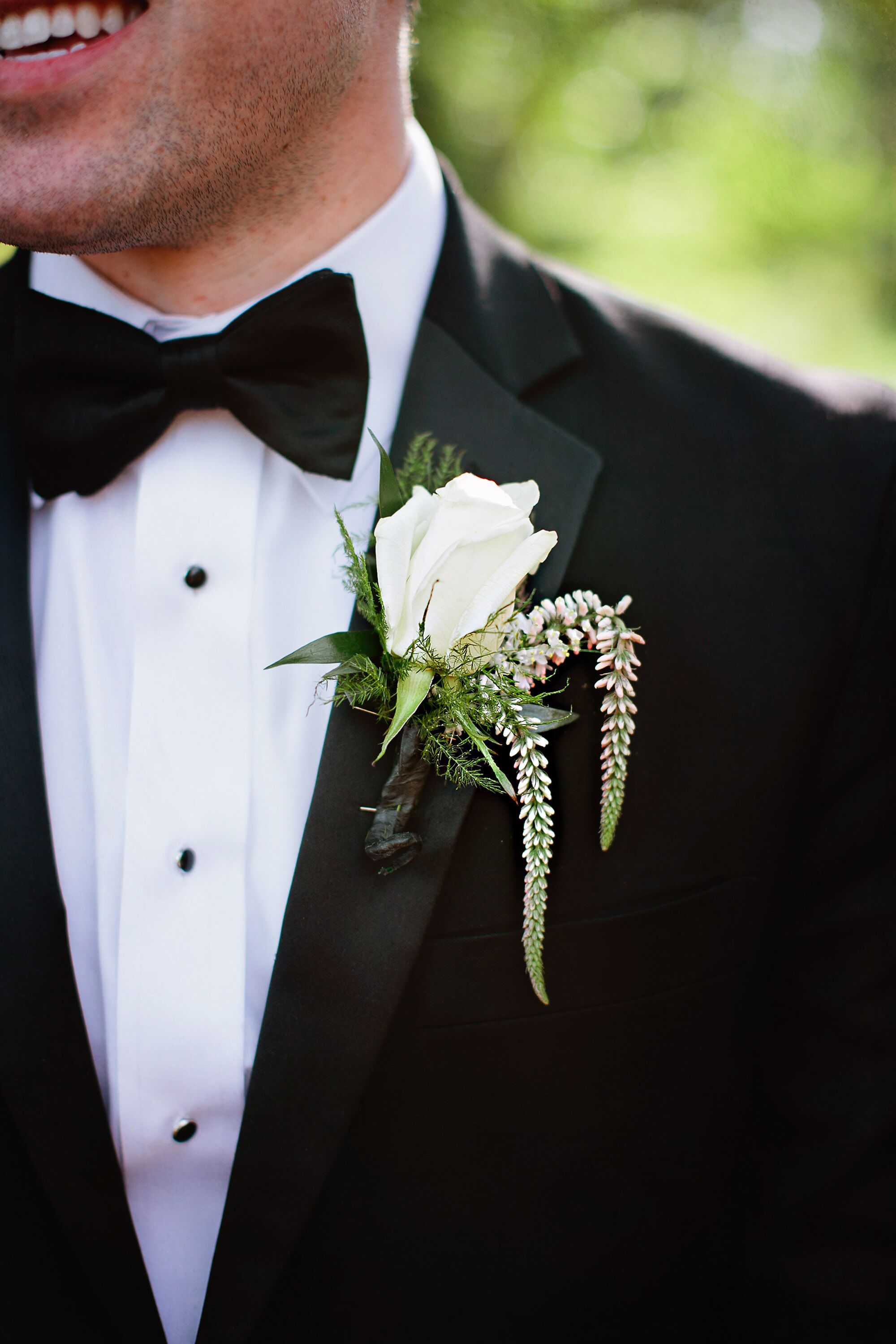 Groom's White Rose Boutonniere