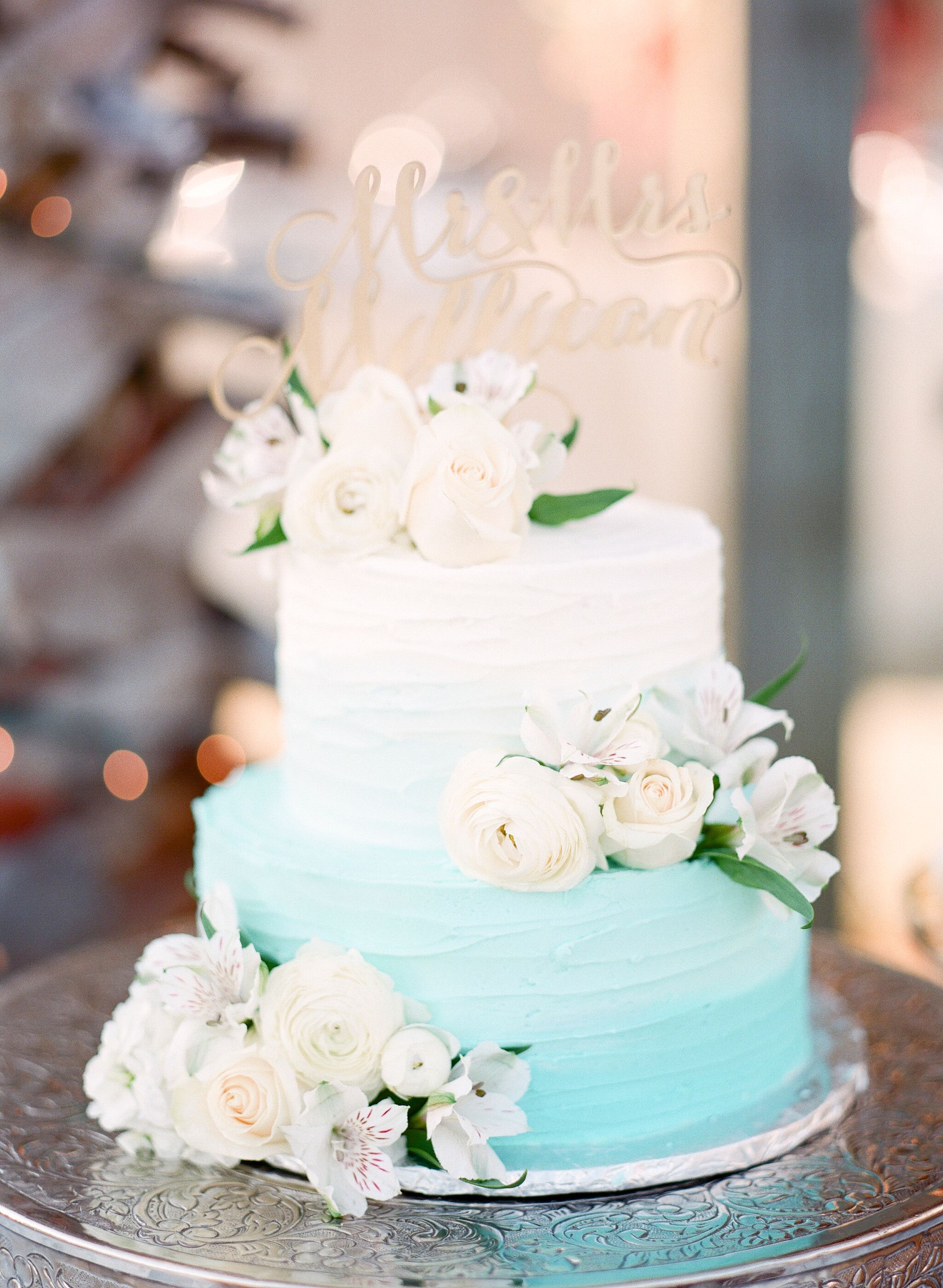 Blue and White Cake