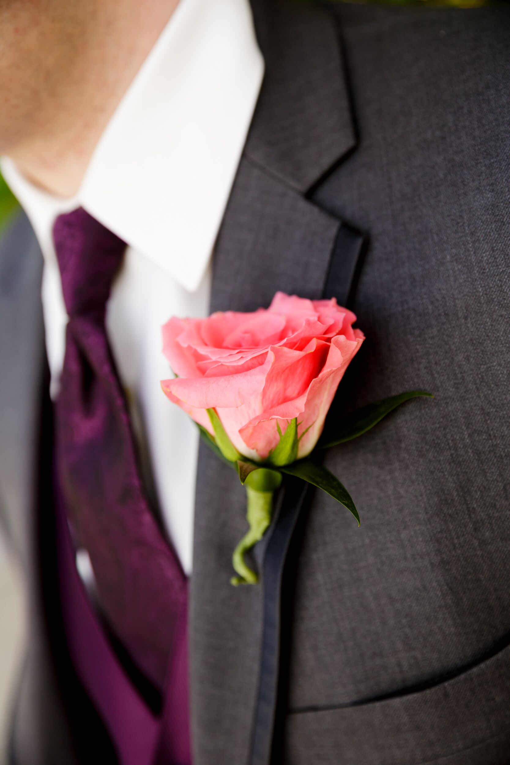 Coral Rose Boutonniere