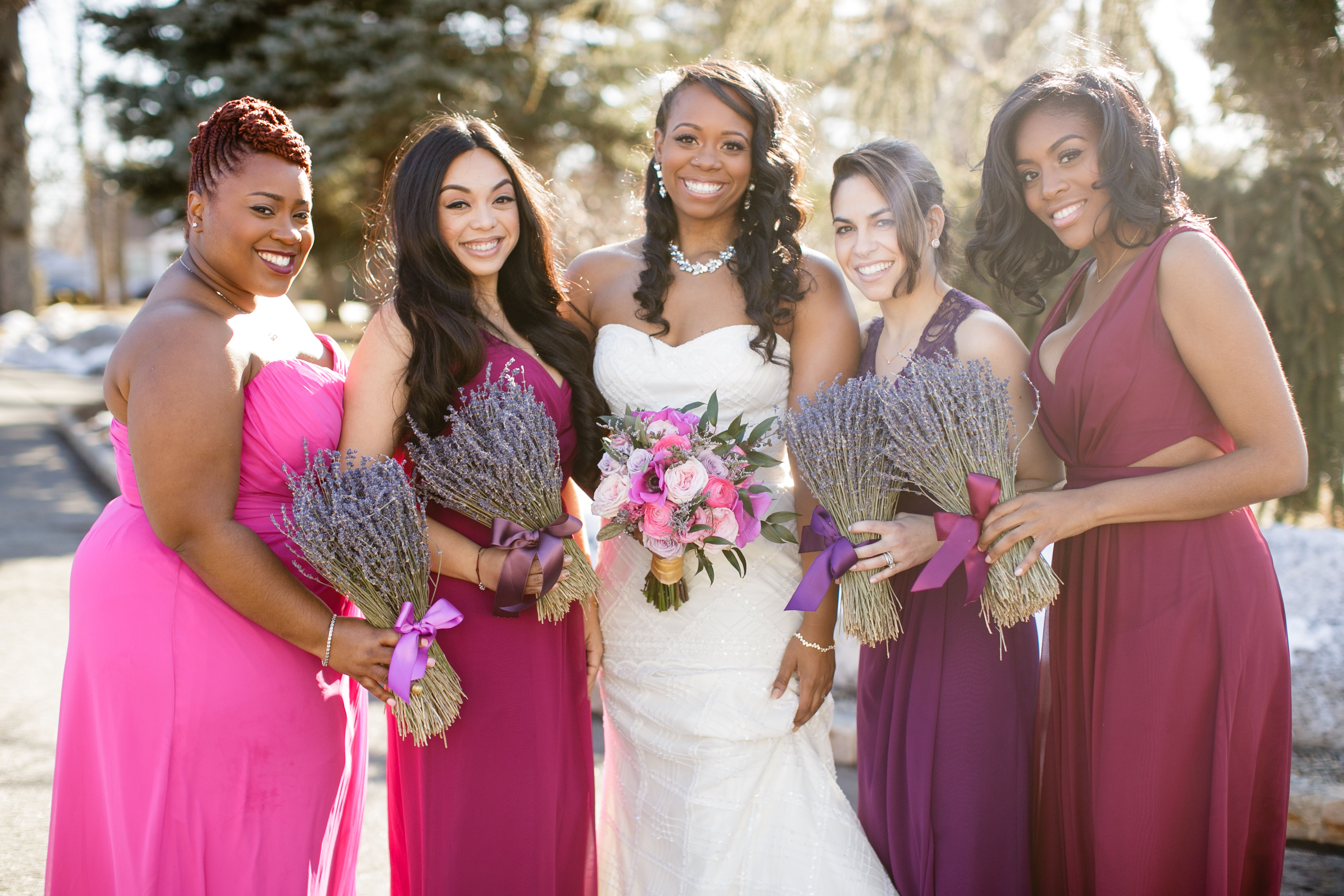 Purple Bridesmaid Dresses in Different Shades