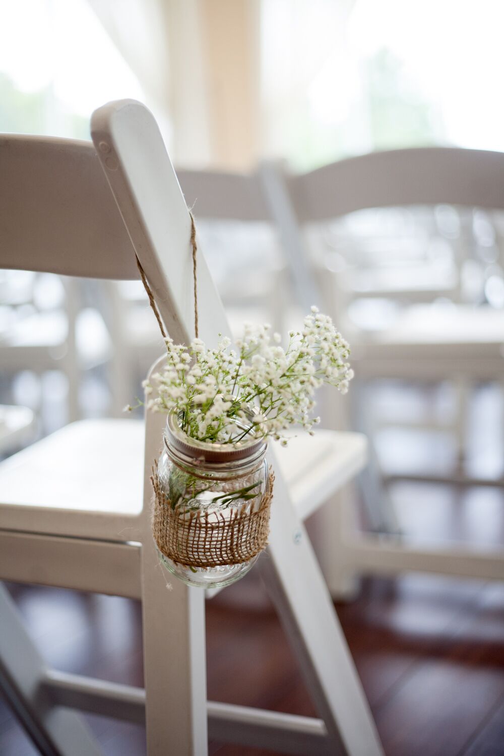 Baby's Breath Mason Jar Aisle Decor