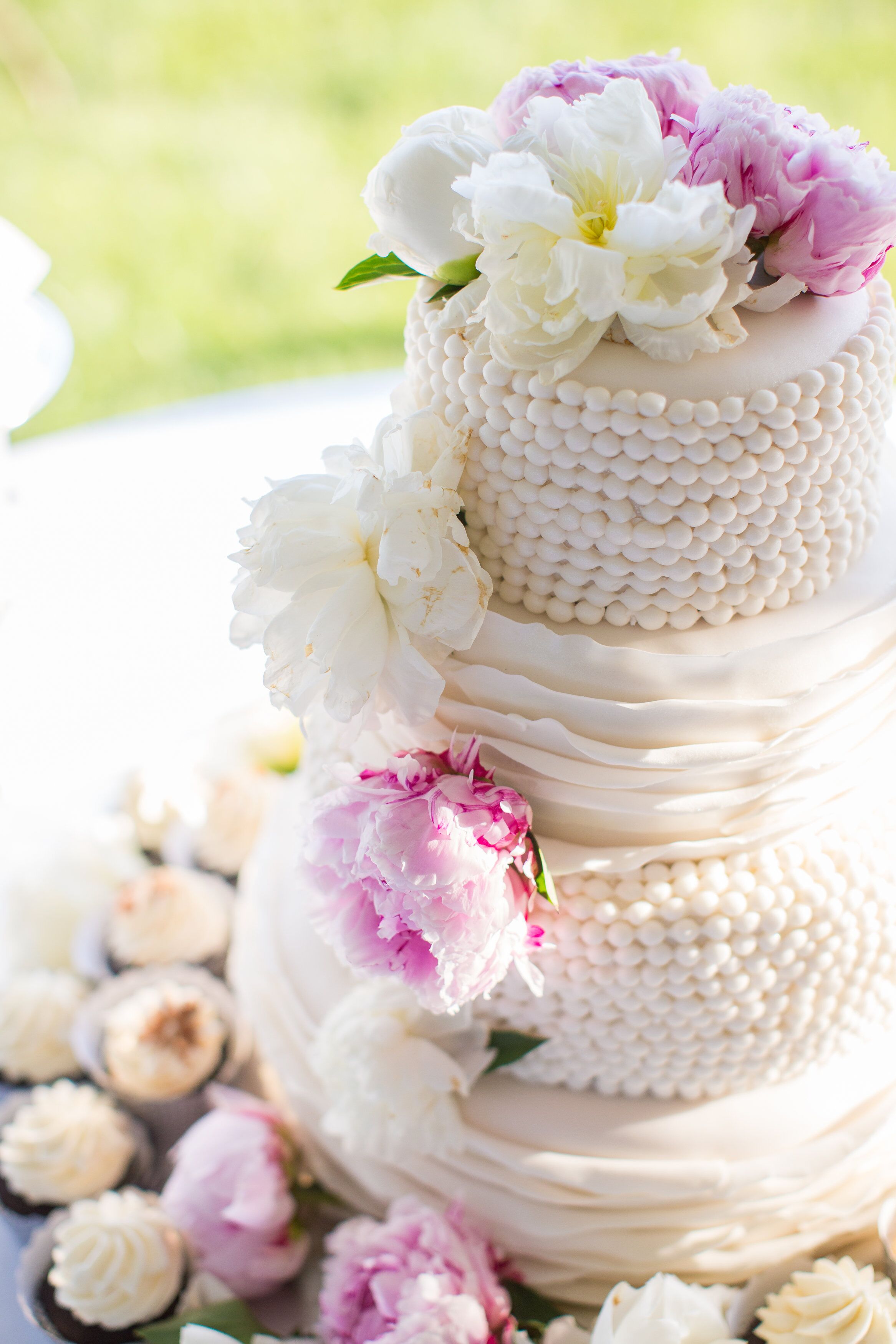  Wedding  Cake  with Peonies  Accents
