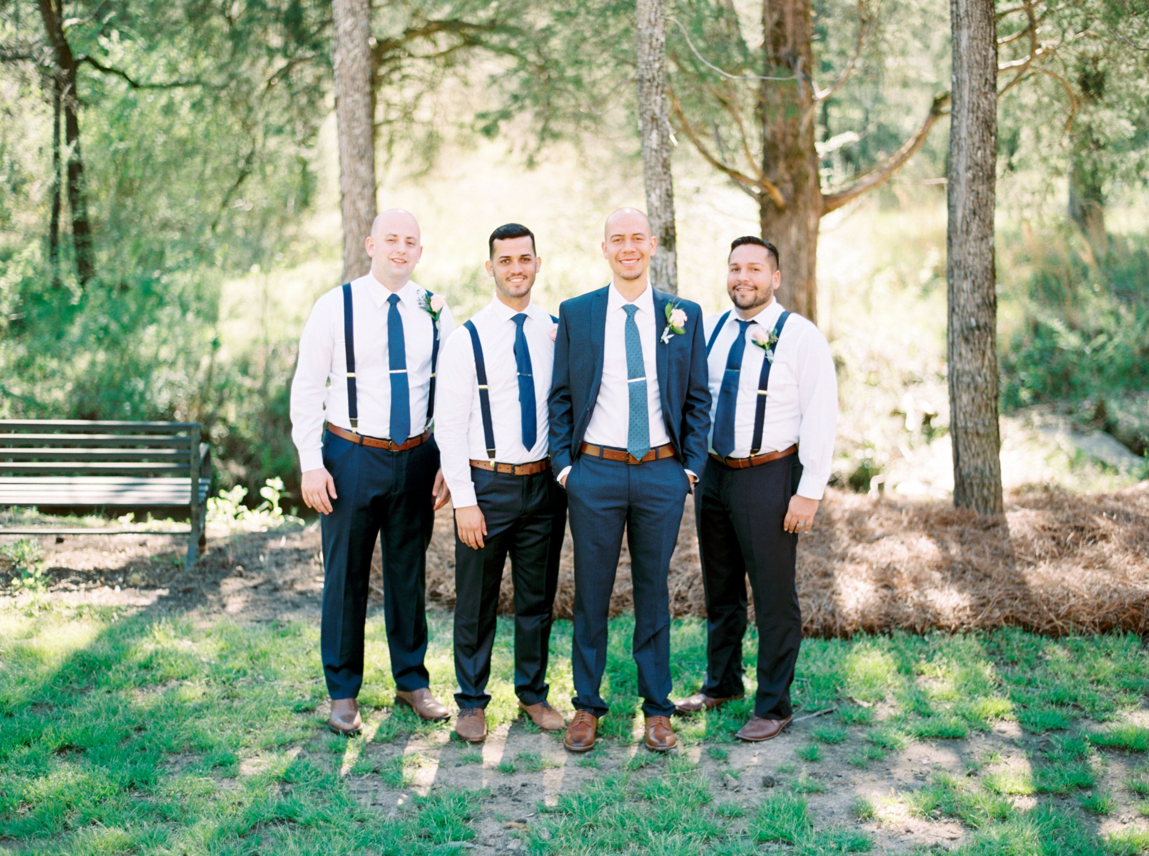 Navy blue store groom and groomsmen