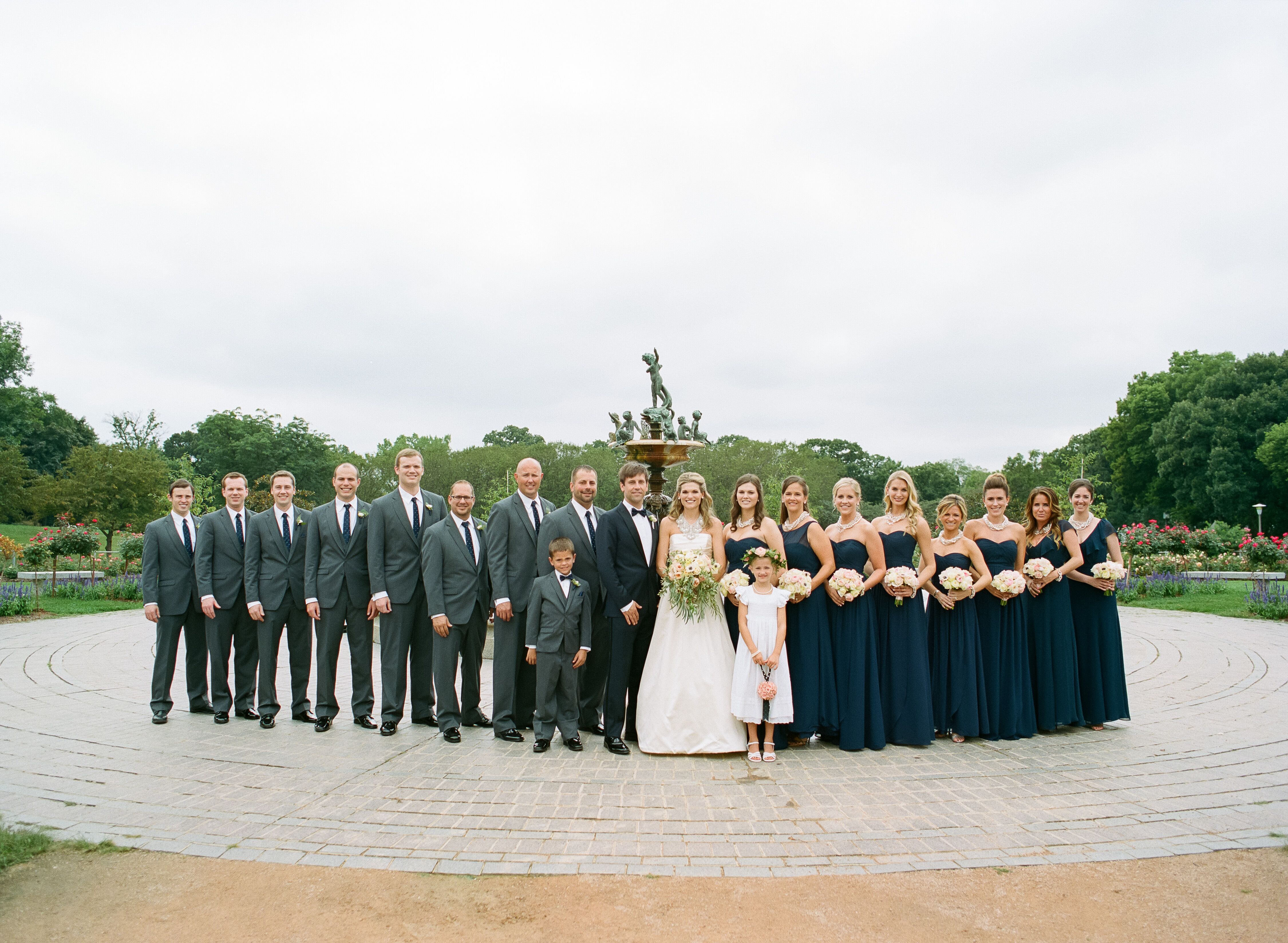 navy bridesmaids and groomsmen