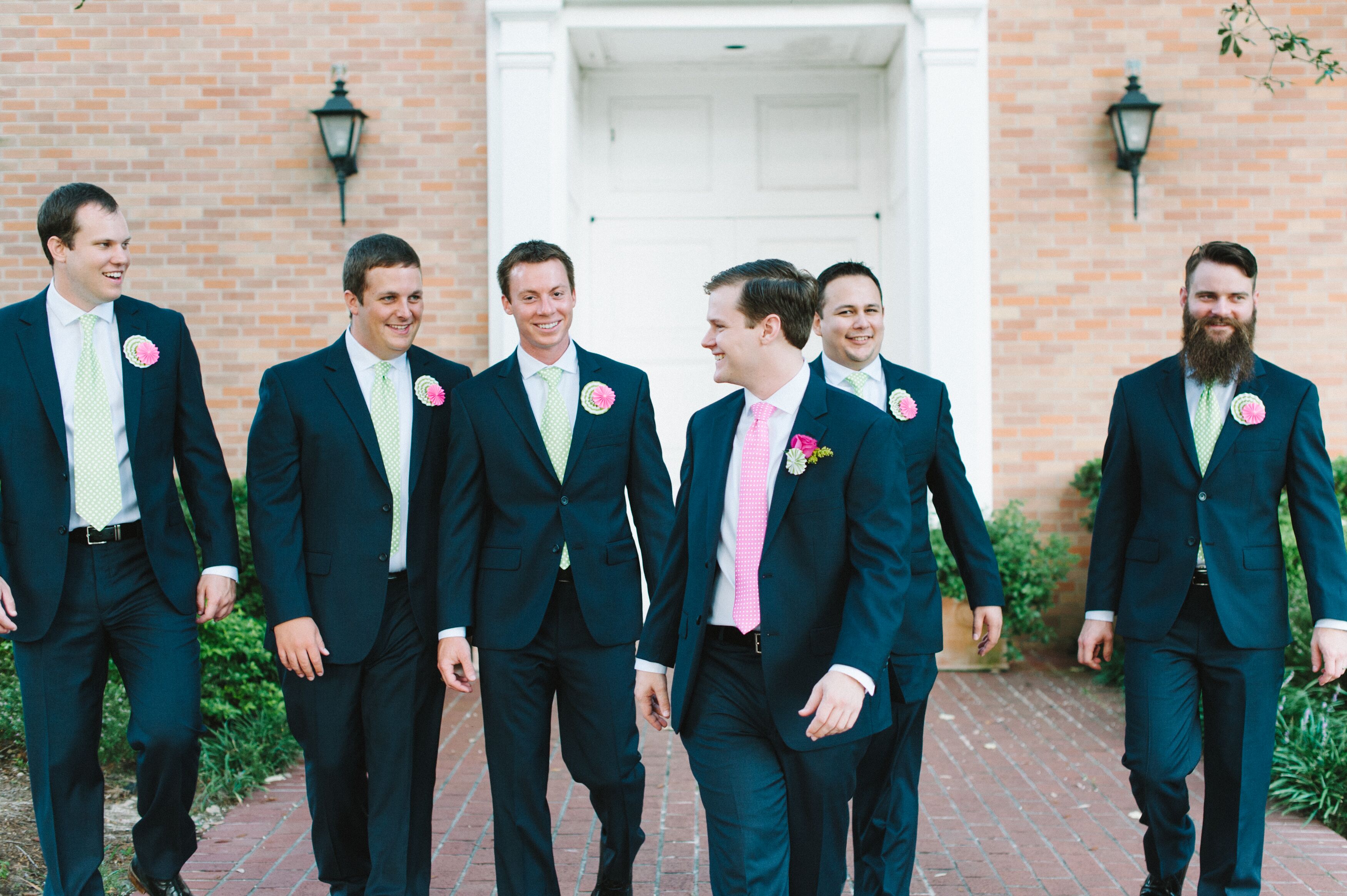 navy and pink groomsmen