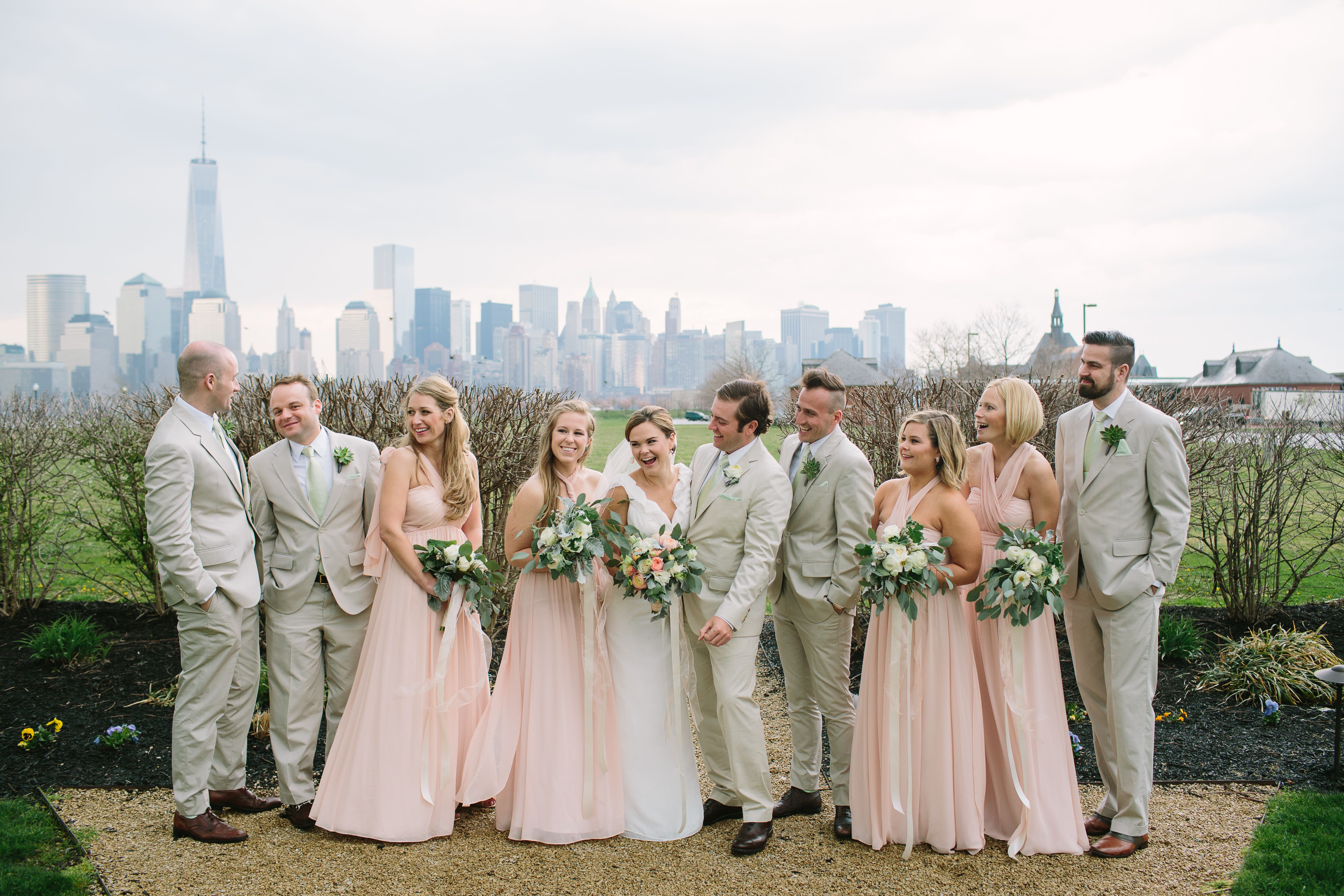 Soft Romantic Taupe And Blush Wedding Party Attire