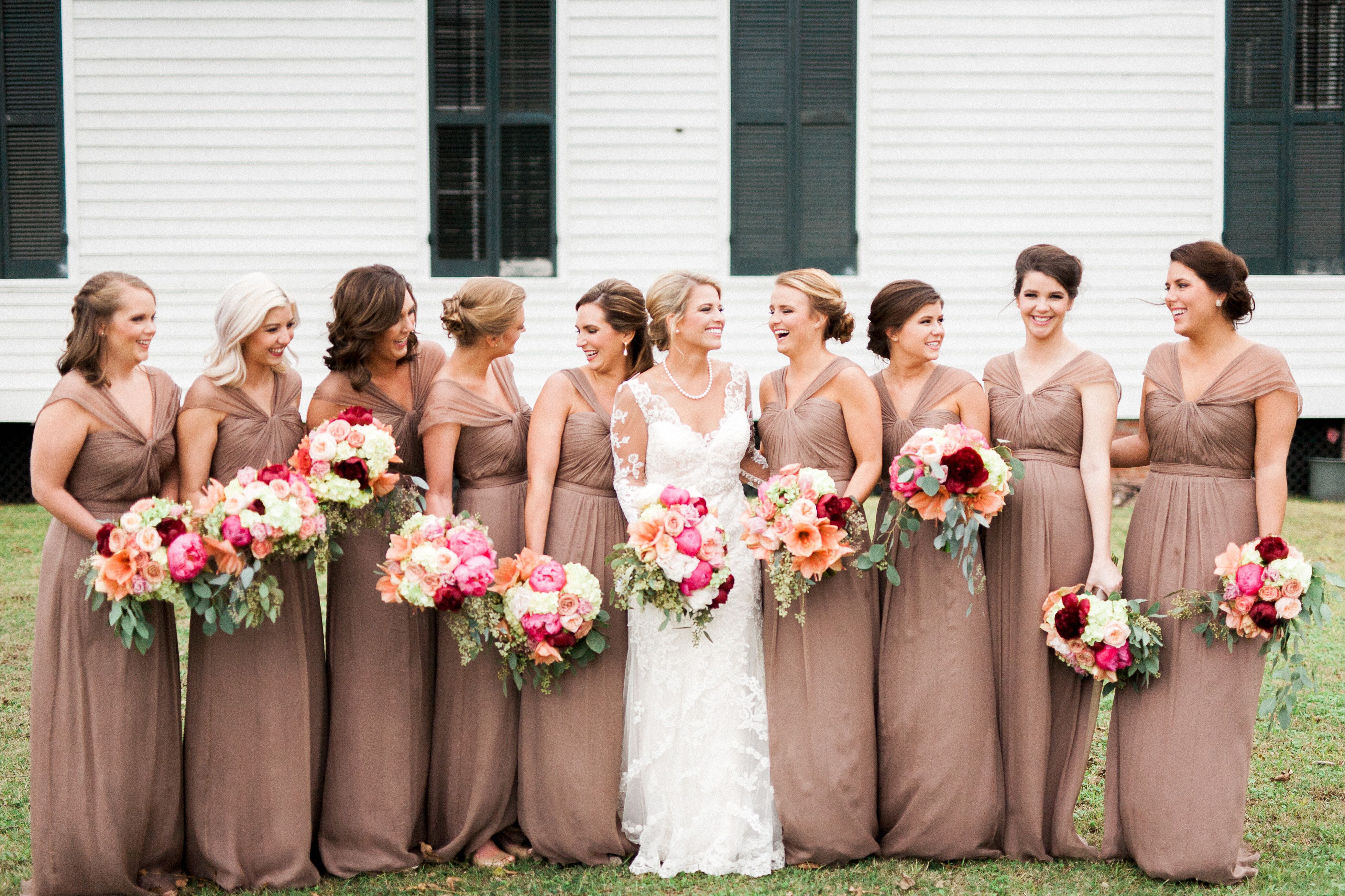 mocha coloured bridesmaid dresses