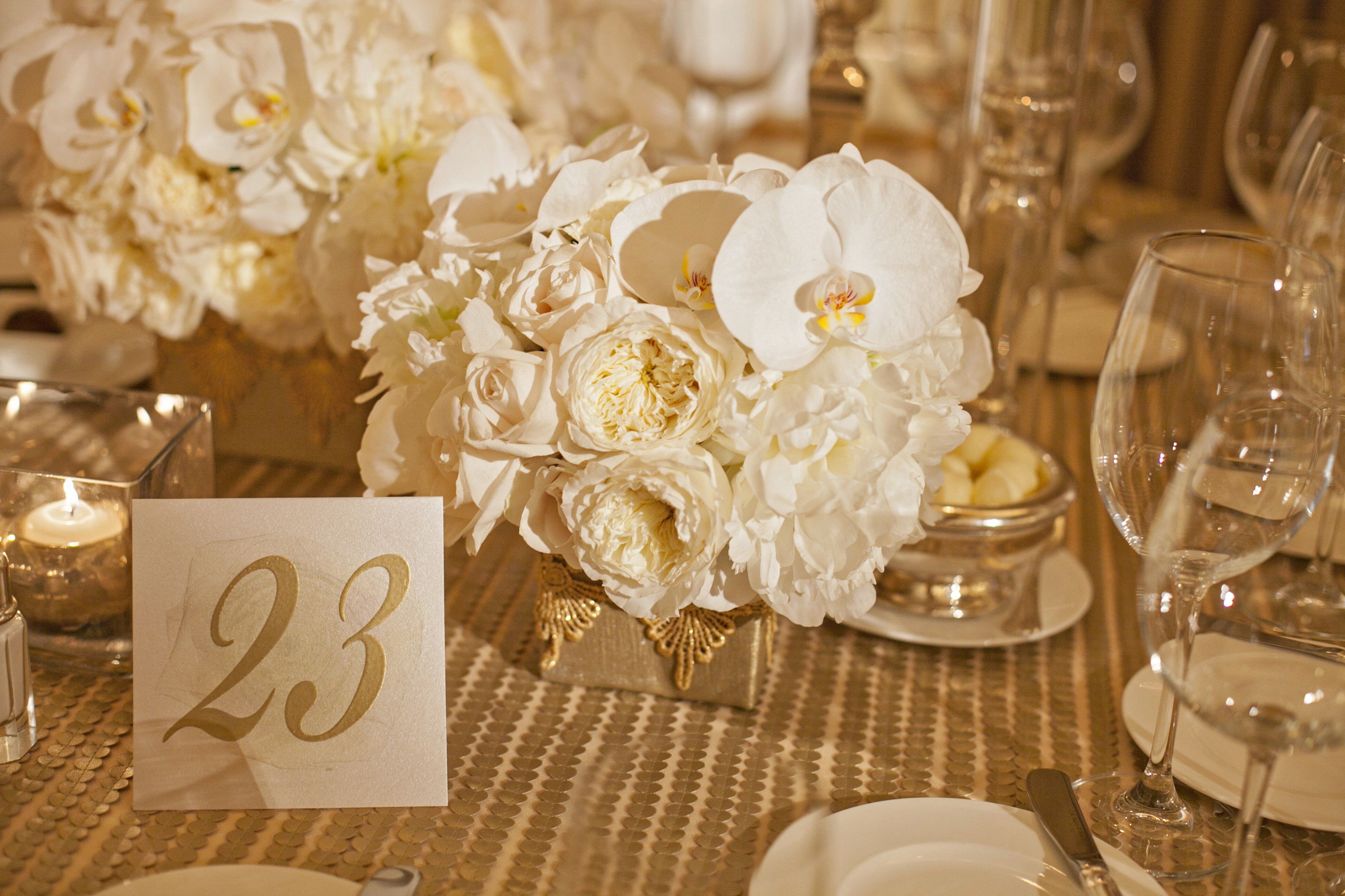 Gold And Cream Wedding Centerpieces 6744