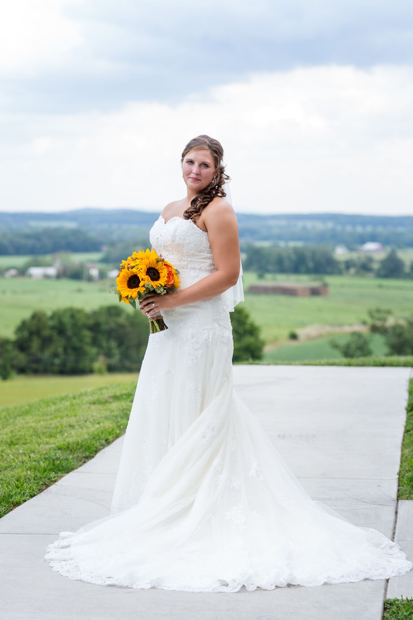 Strapless, Lace, TrumpetFit Wedding Dress and Sunflower