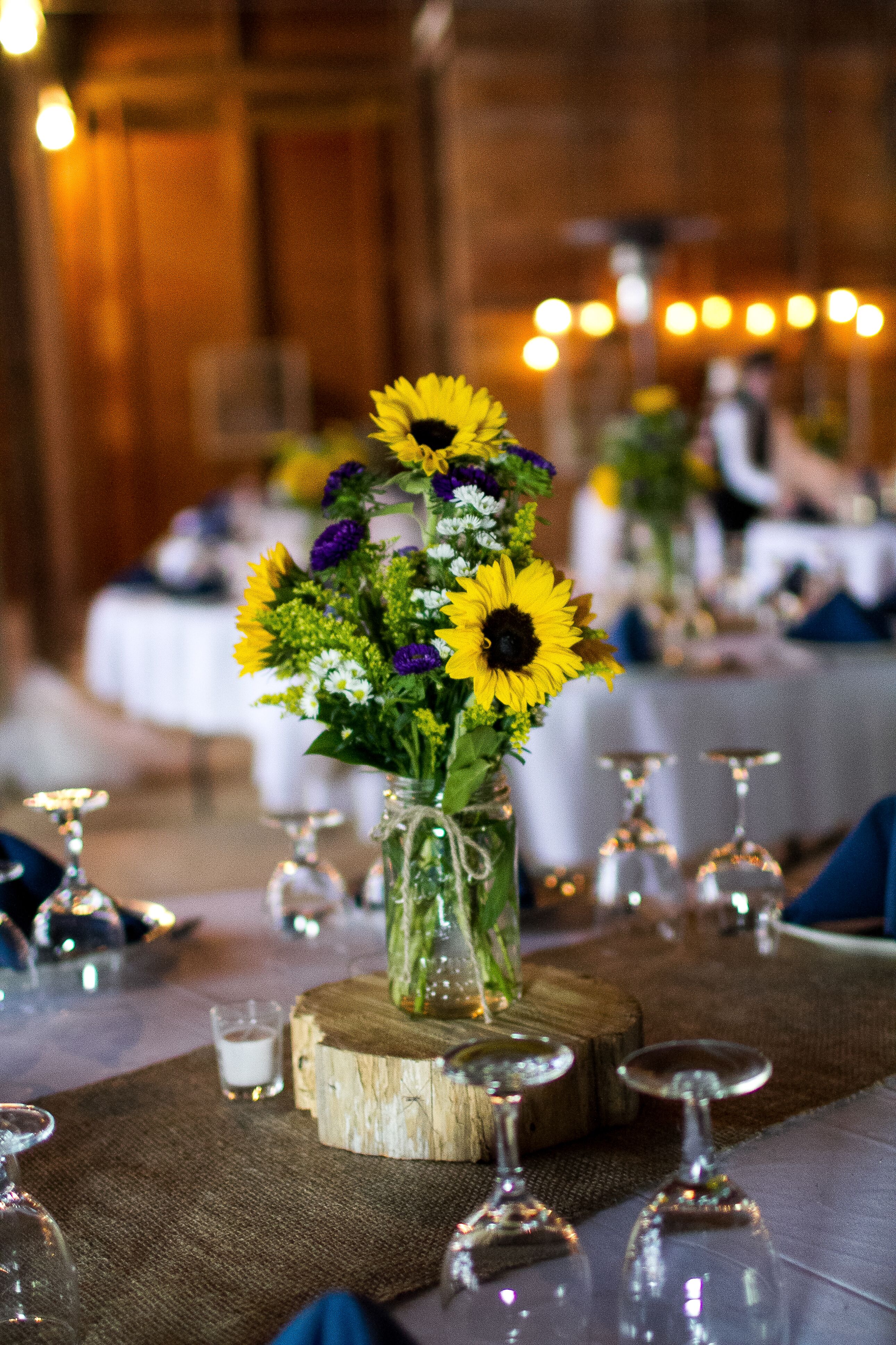 Natural Mason Jar Centerpieces