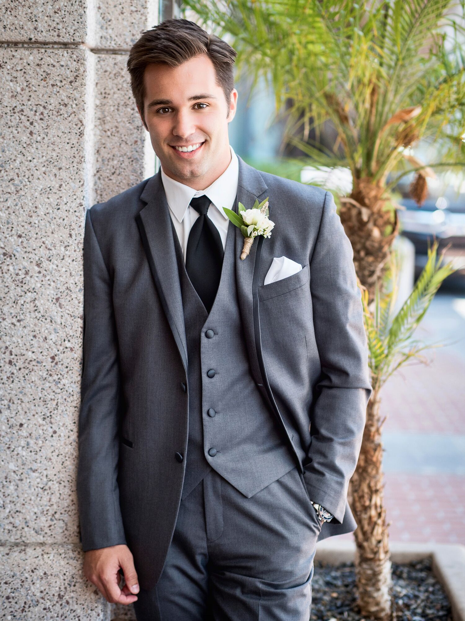 White Rose Boutonniere and Pocket Square