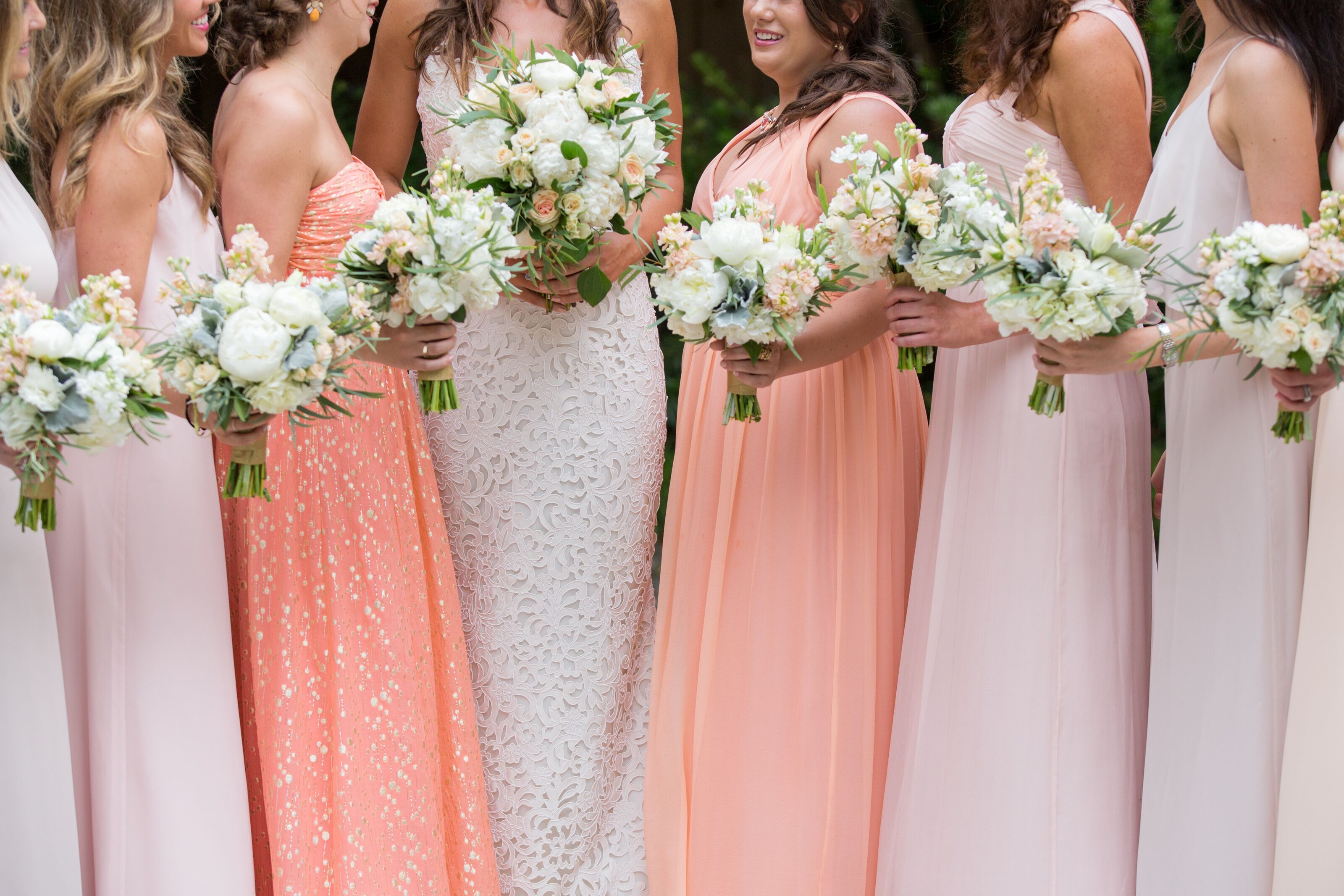 Mixed Long Peach Bridesmaid Dresses
