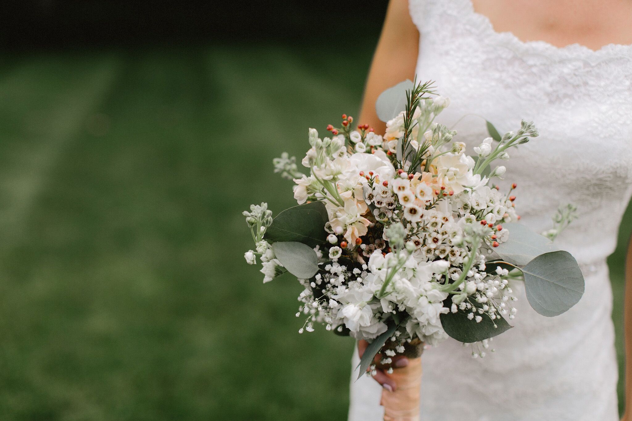 Waxflower and Baby s Breath Bouquet