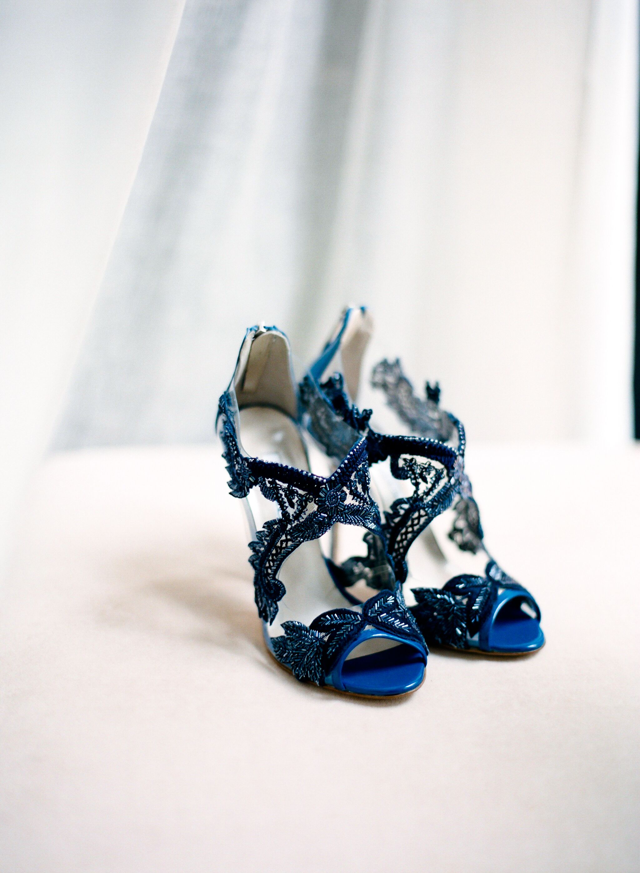 Blue cheap bridal heels