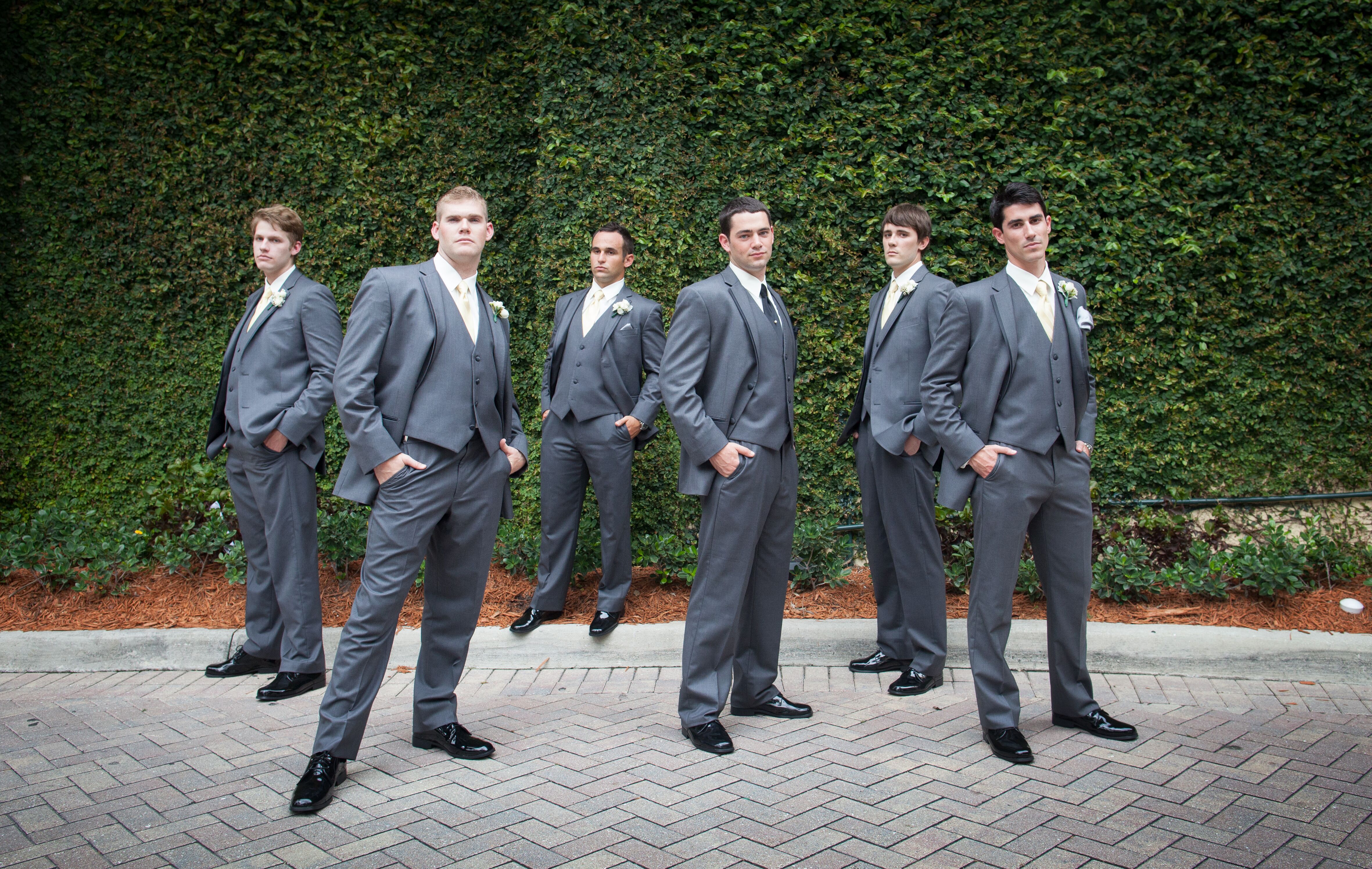 Gray Men’s Wearhouse Tuxedos with Yellow Ties