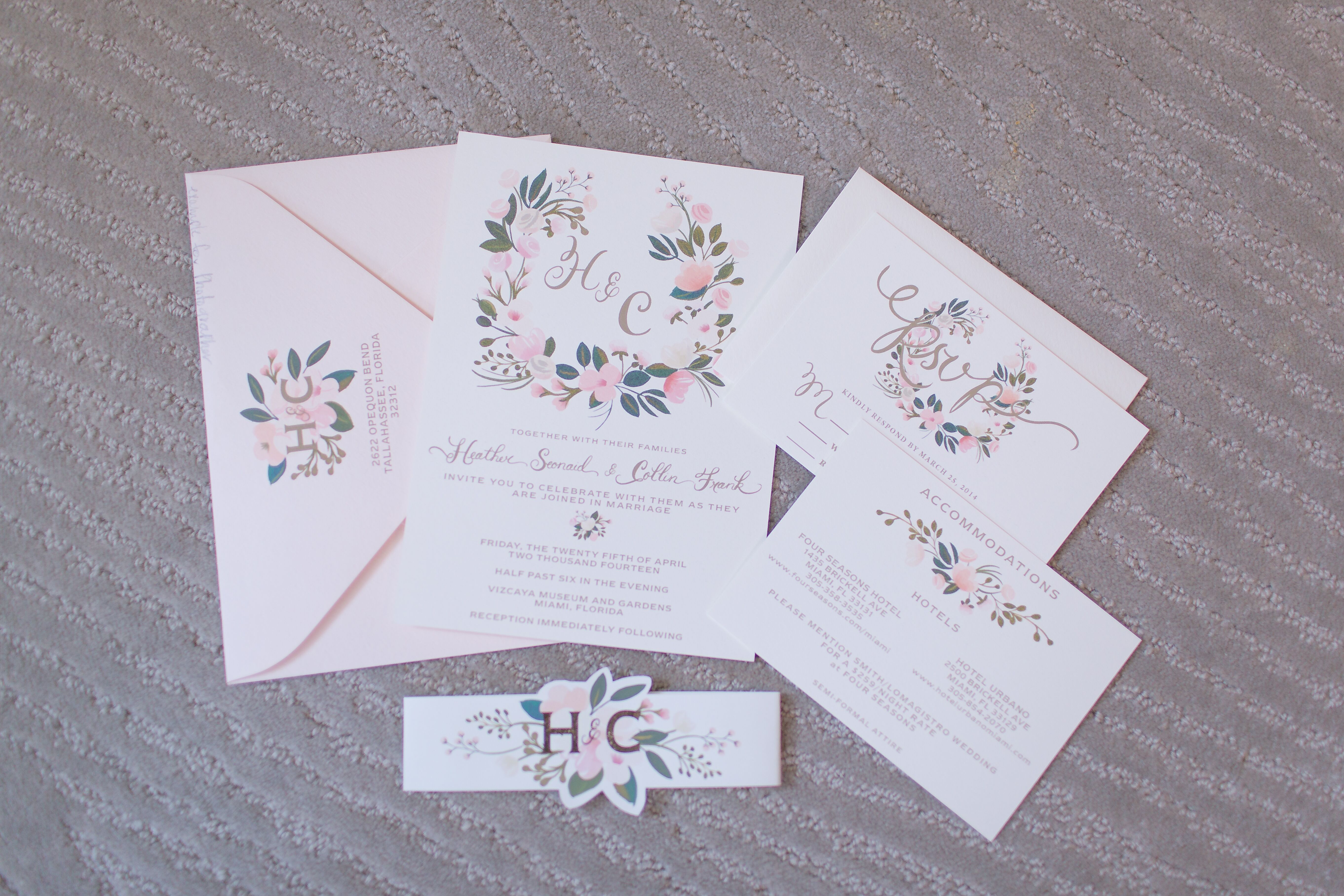 Garden Invitation Suit With Gold Calligraphy